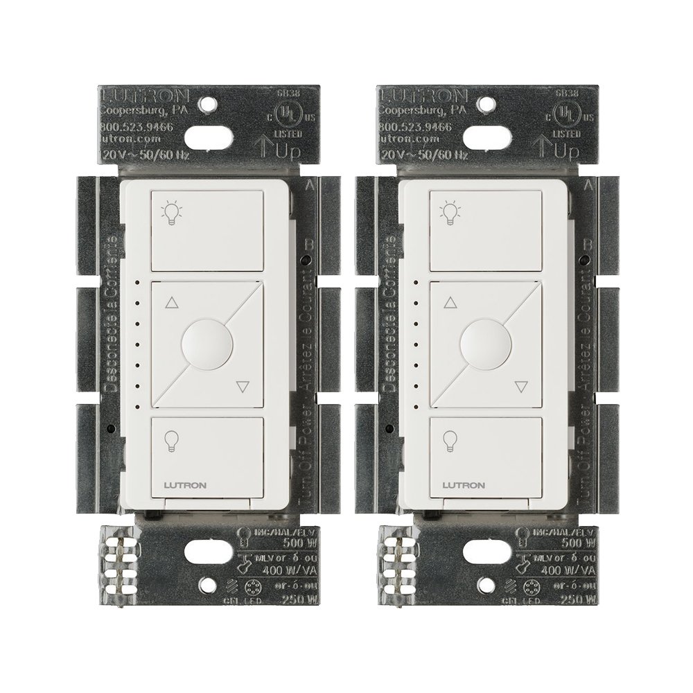 Lutron Caseta ELV+ Smart Dimmer Switch, 250W LED, Alexa Compatible, White, 2-Pack