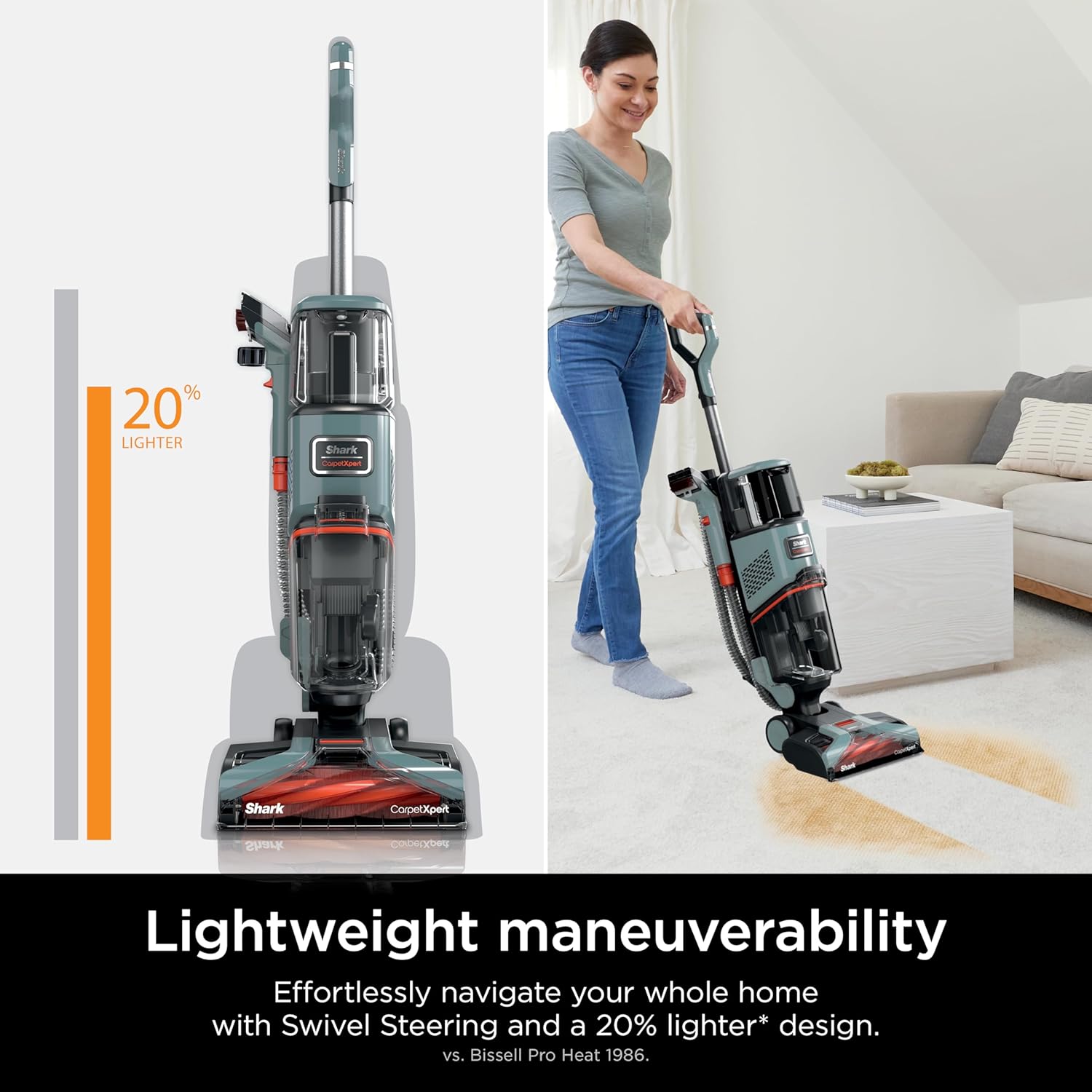 Upright Carpet, Area Rug & Upholstery Cleaner with StainStriker, Built-in Spot & Stain Cleaner, Perfect for Pets, Deep Cleaning & Tough Stain Removal, Carpet Shampooer, Cyan