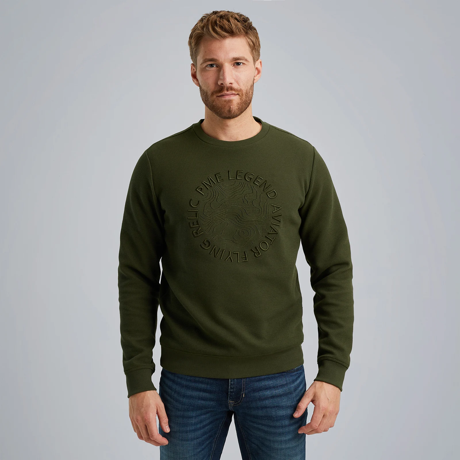 Sweatshirt with waffle structure Green