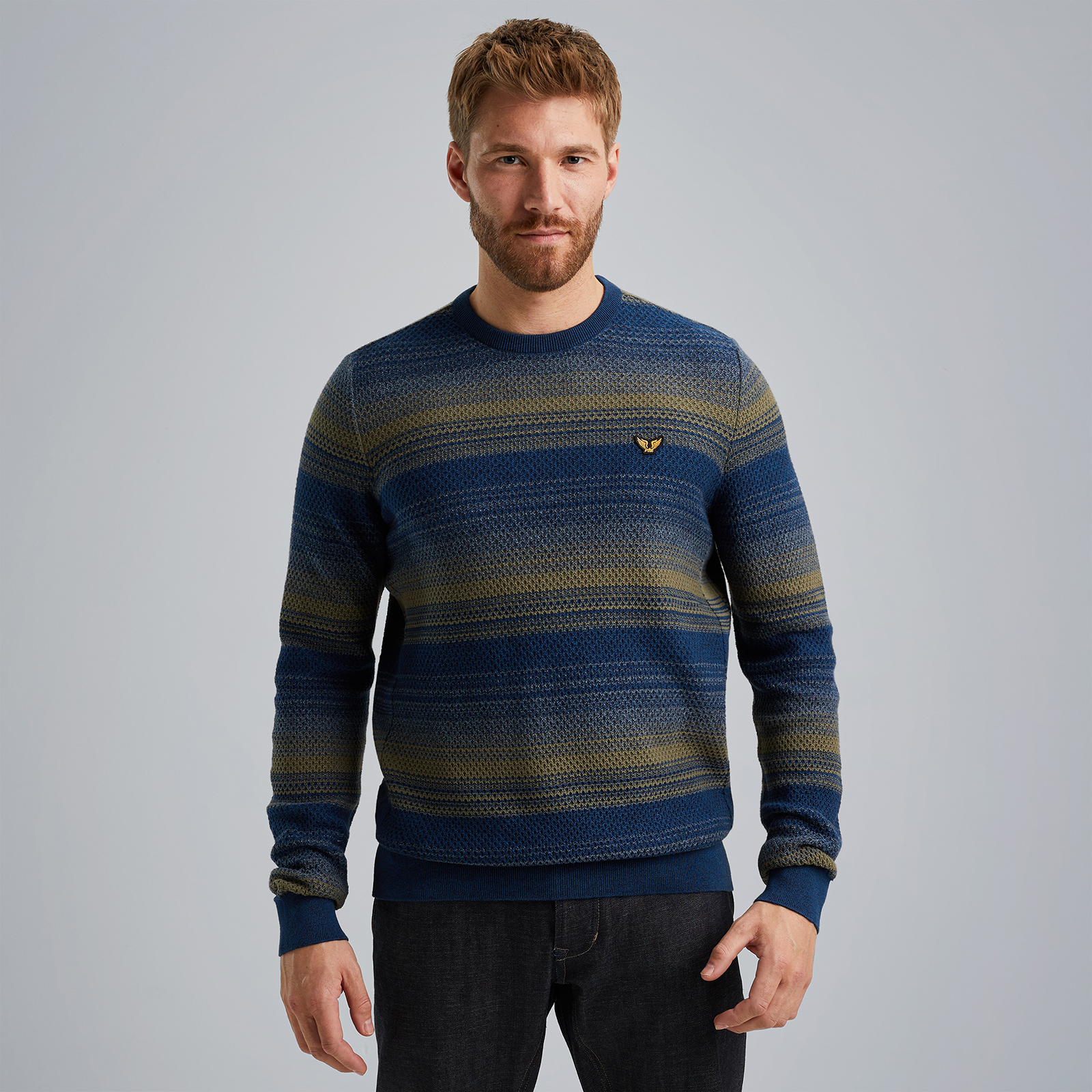 Pullover with stripe pattern Blue