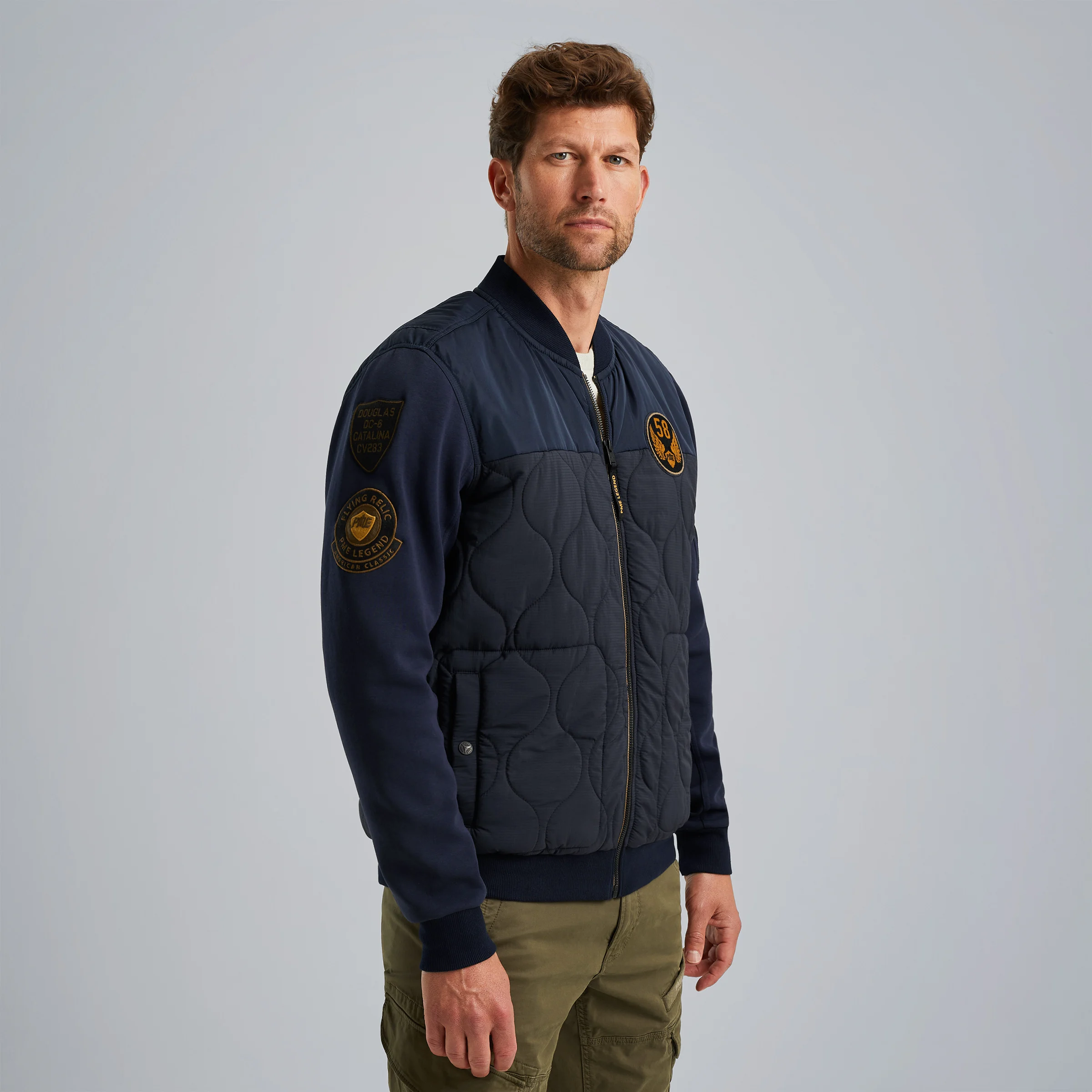 Hybrid jacket in a material mix Blue