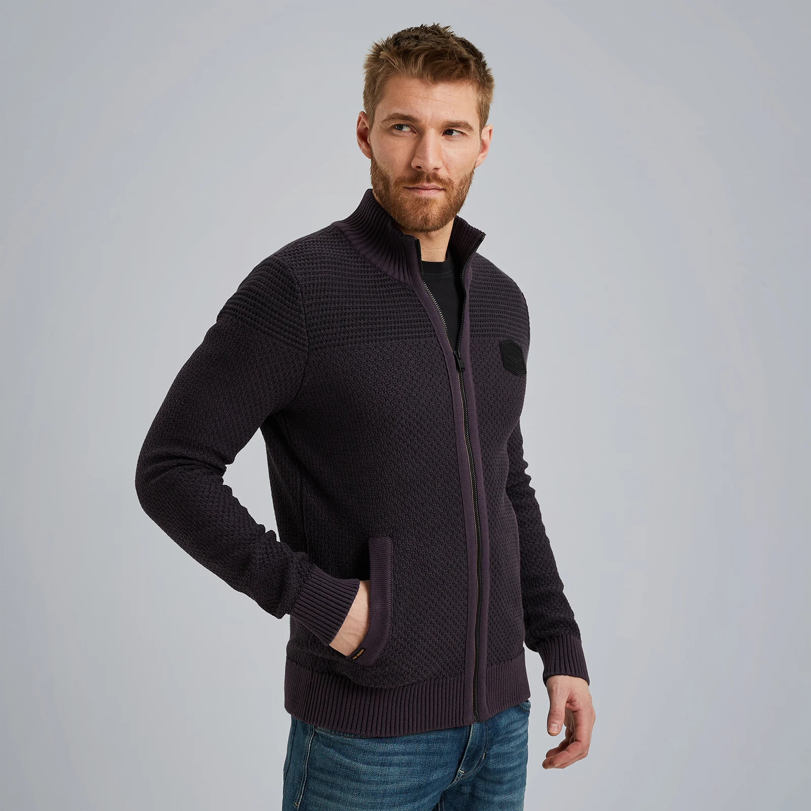 Cardigan with zipper Purple