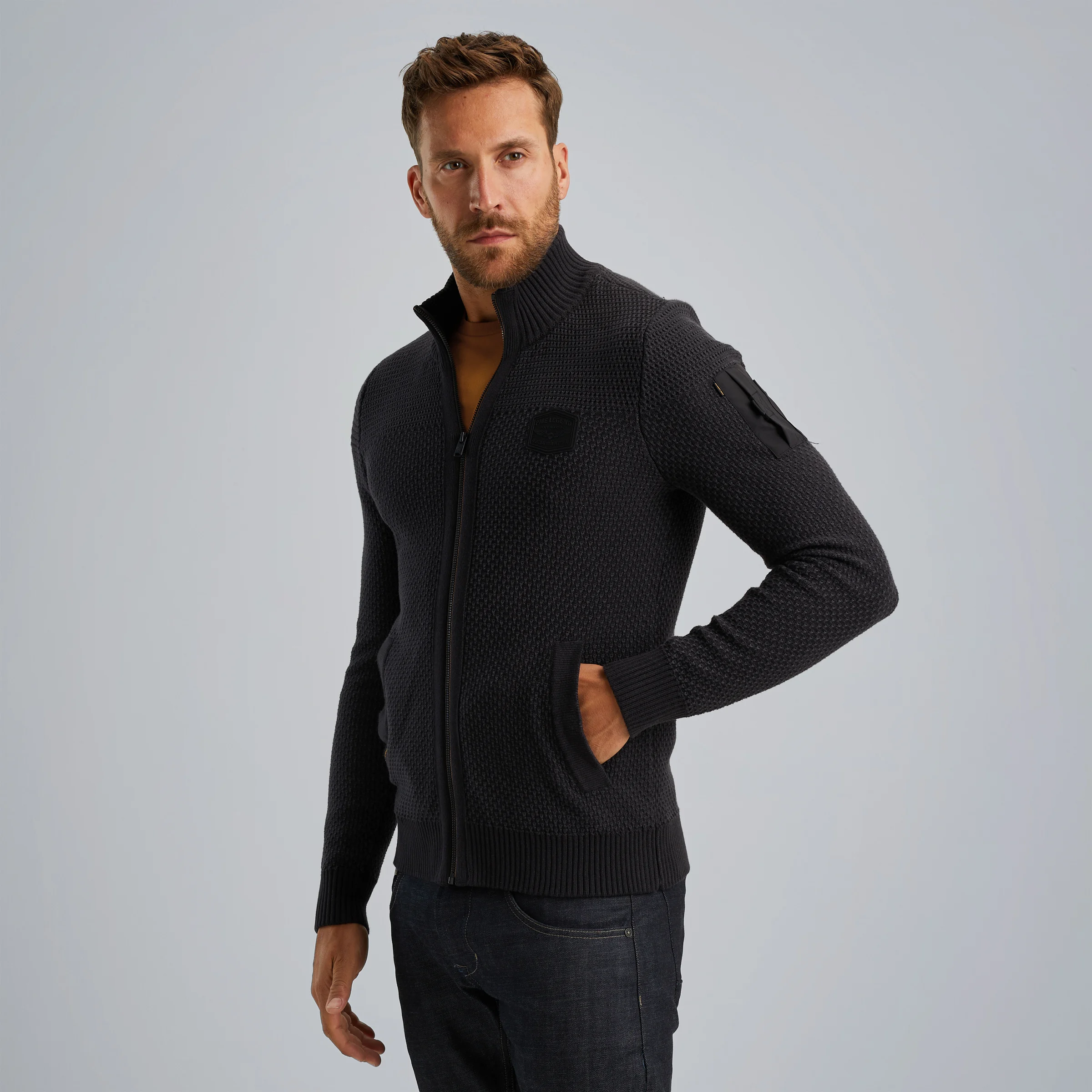 Cardigan with zipper Grey