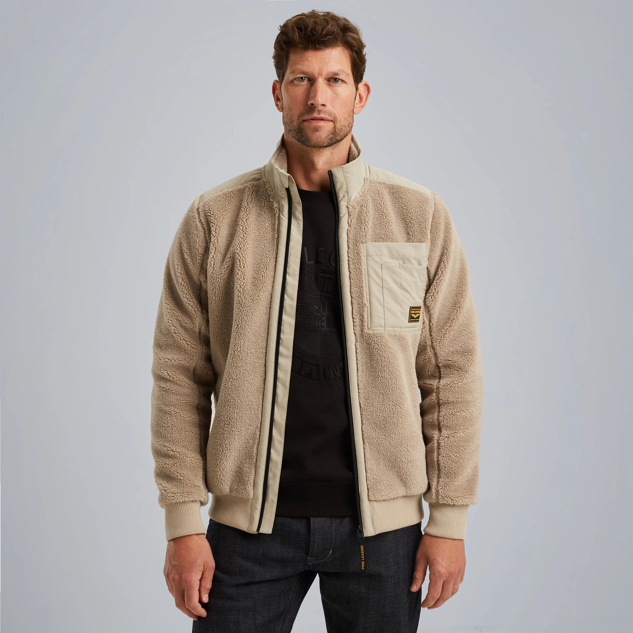 Cardigan in teddy fabric Beige