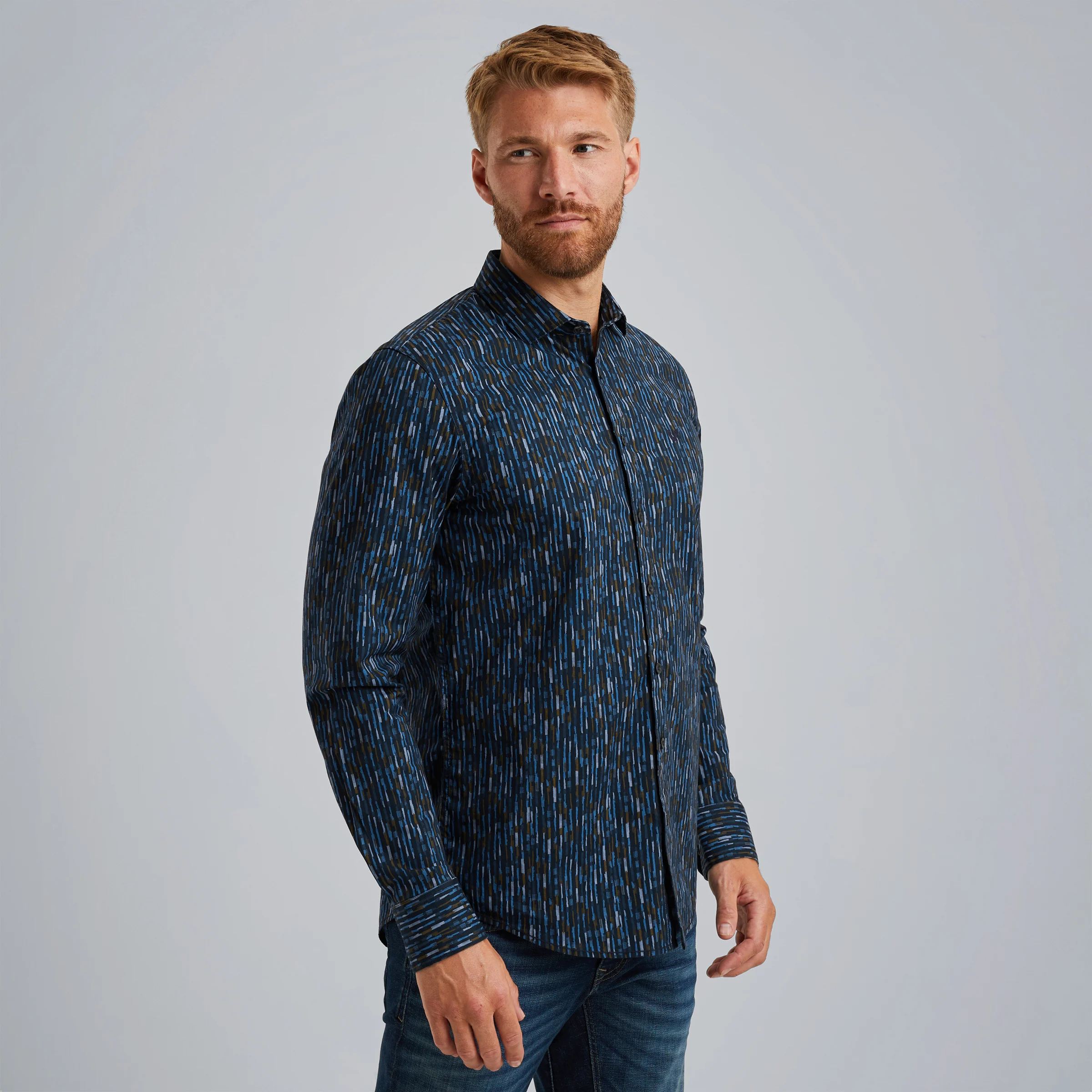 Shirt with allover pint Blue