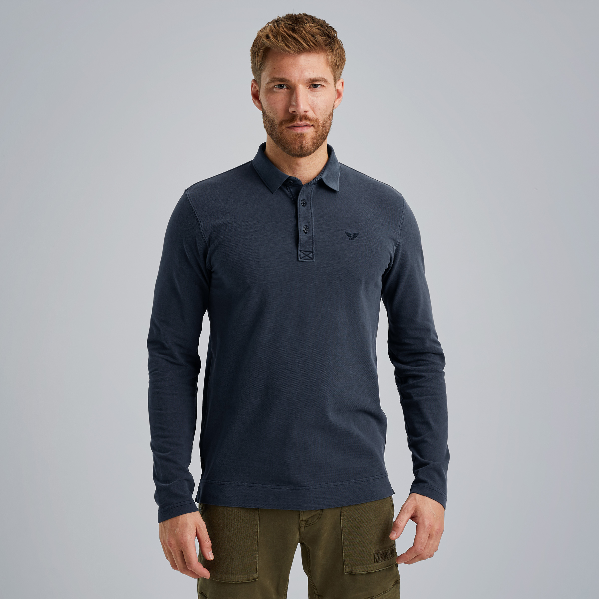 Polo shirt with long sleeves Blue