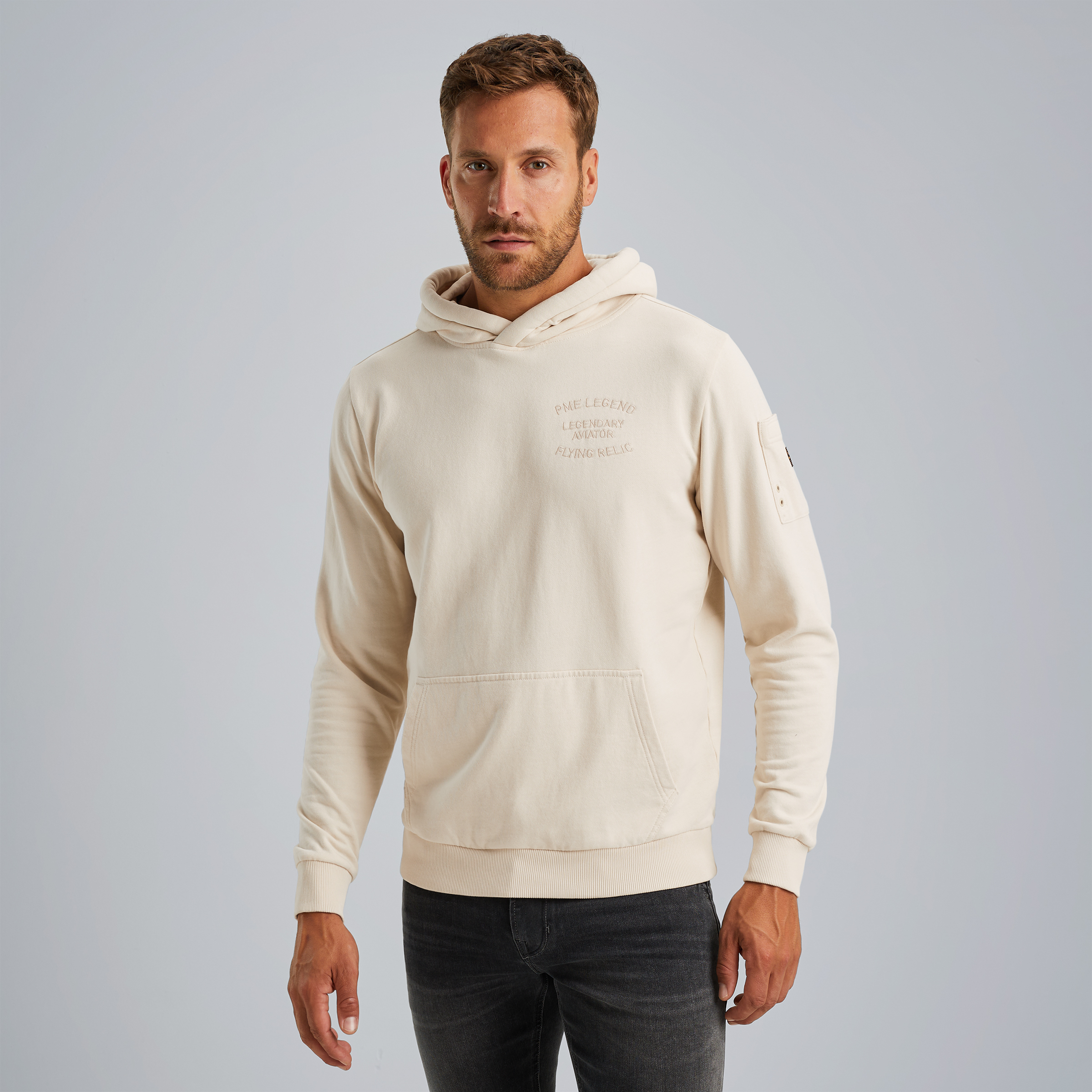 Hoodie with artwork Beige