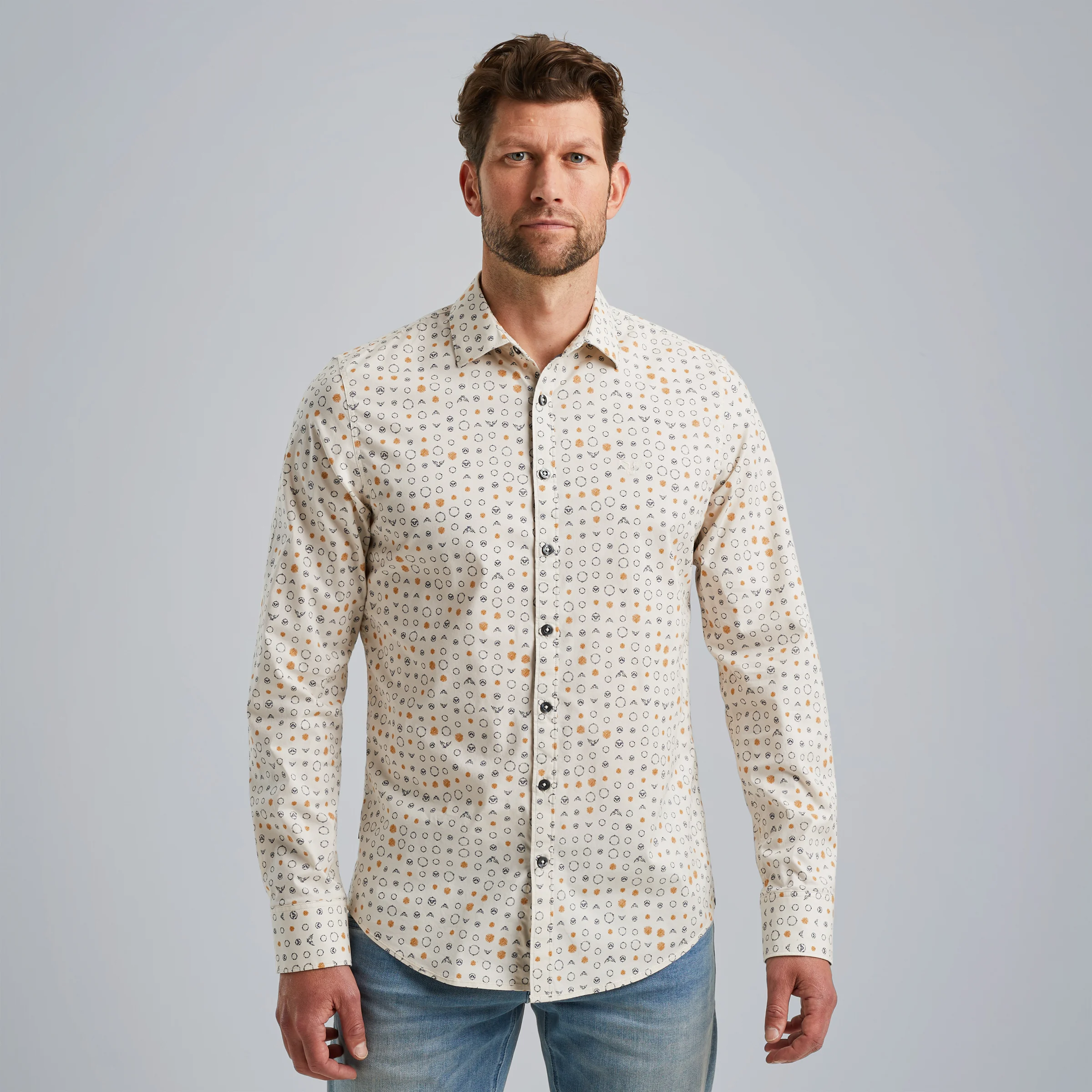 Shirt in poplin cotton Beige