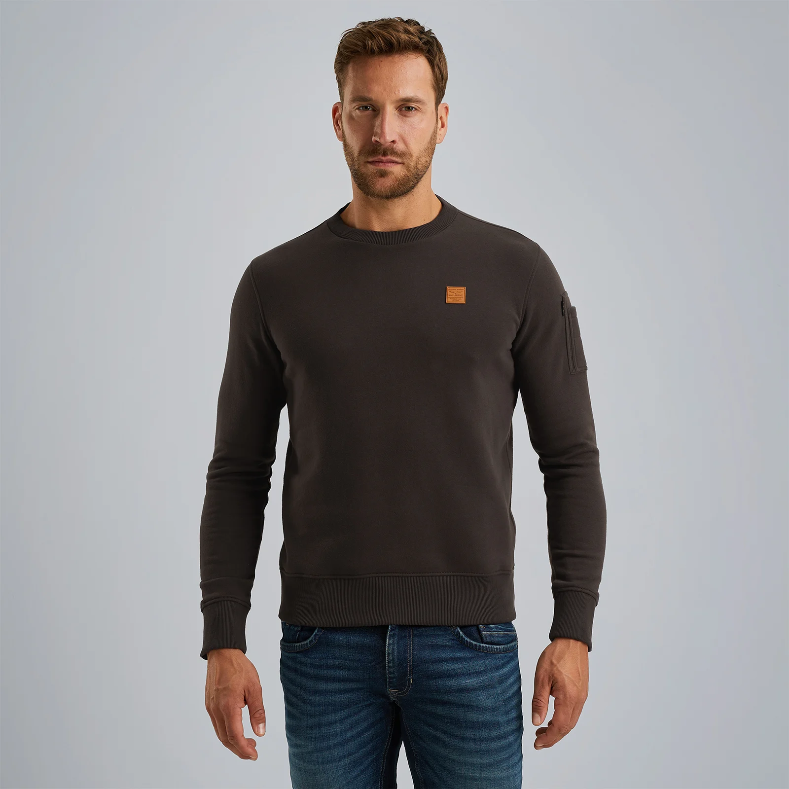 Sweatshirt in terry sweat fabric Brown