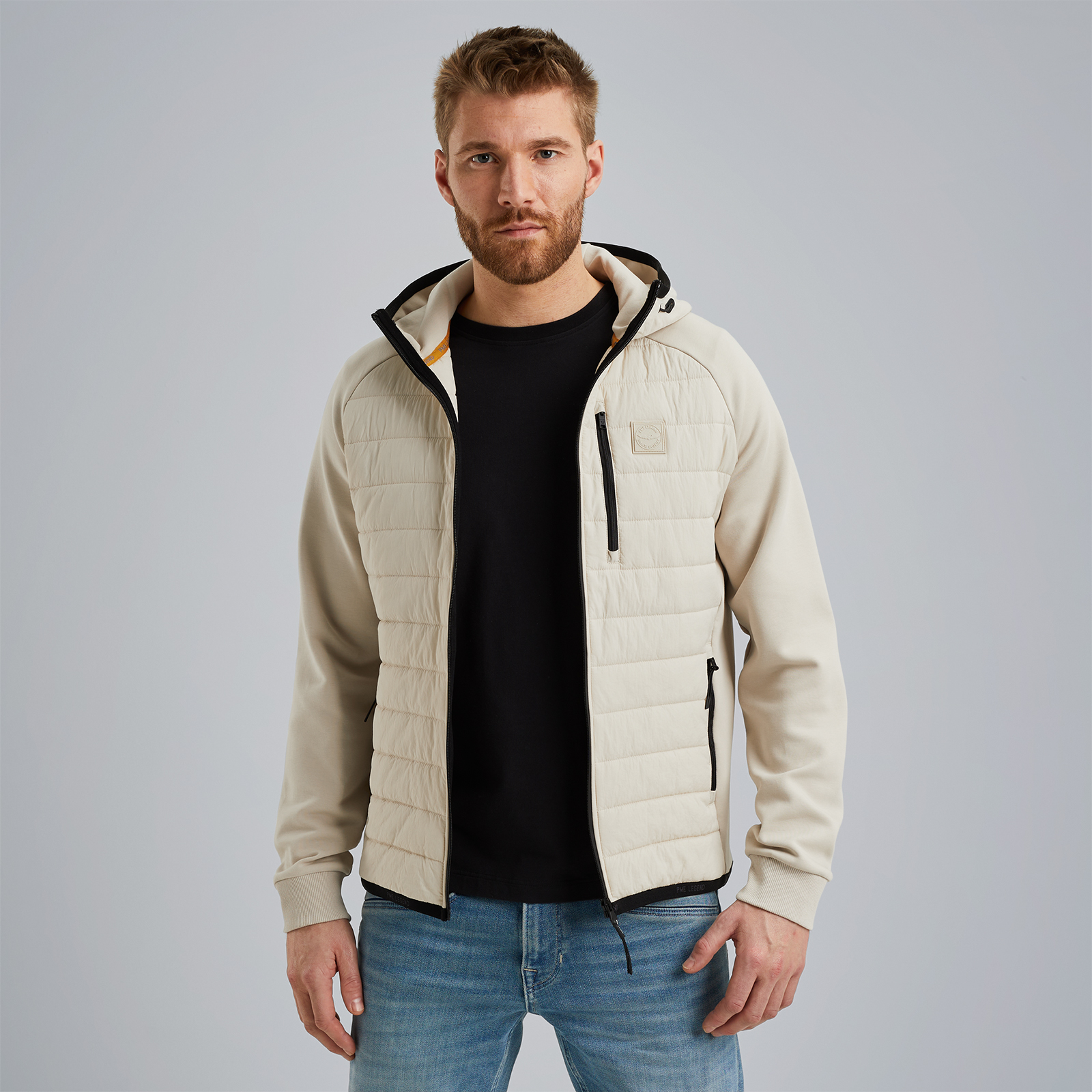 Hybrid jacket with hood Beige