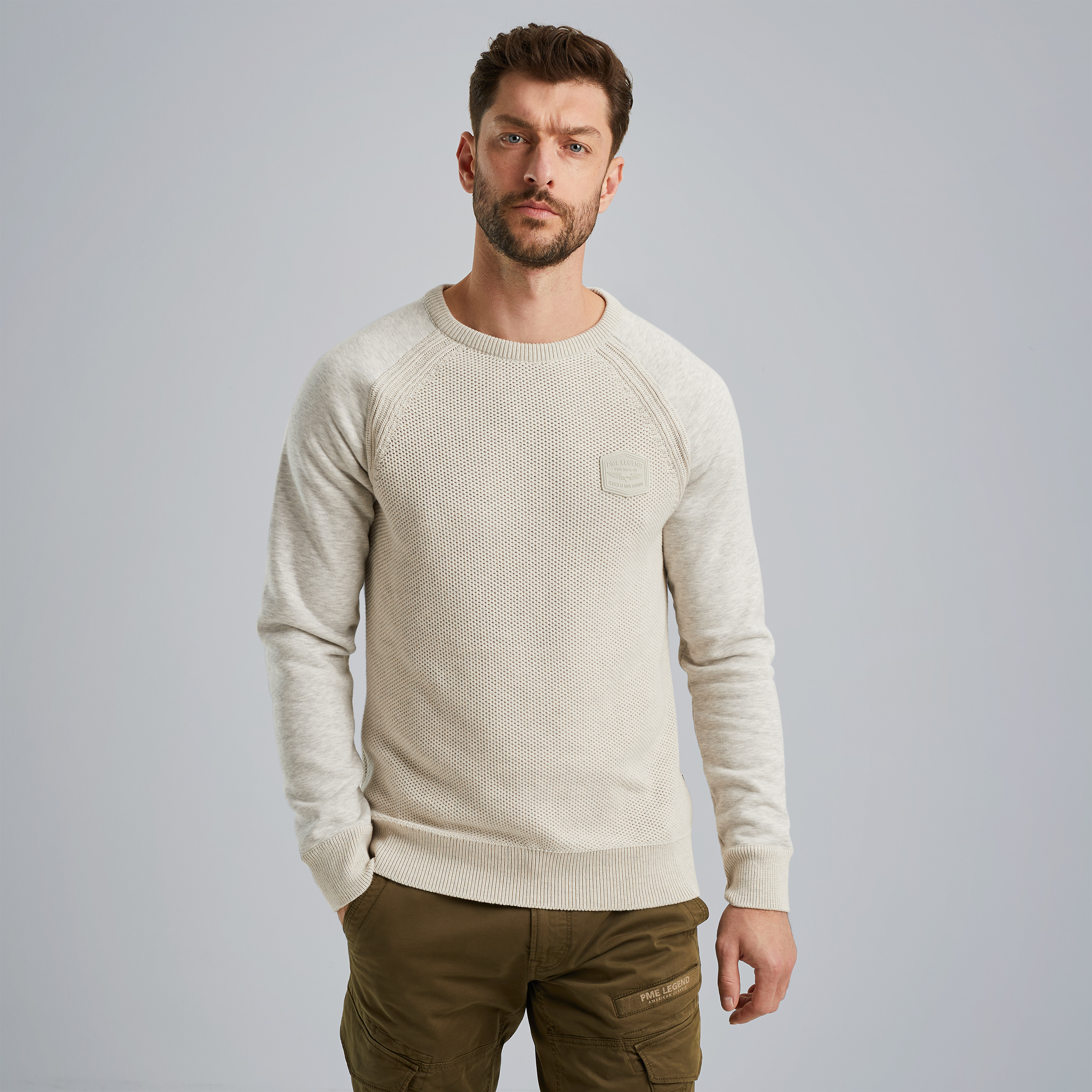 Pullover in a material mix White