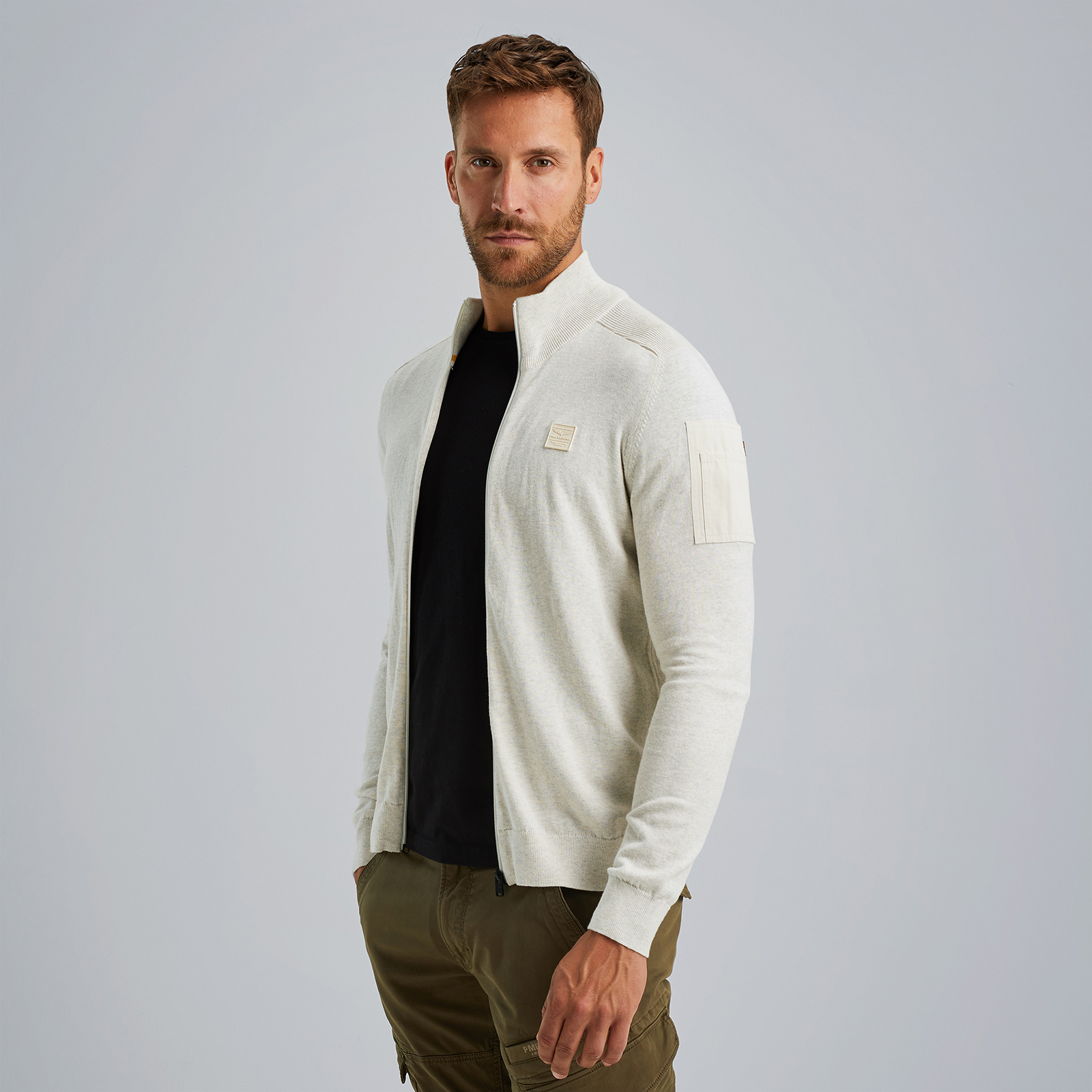 Cardigan with zipper White