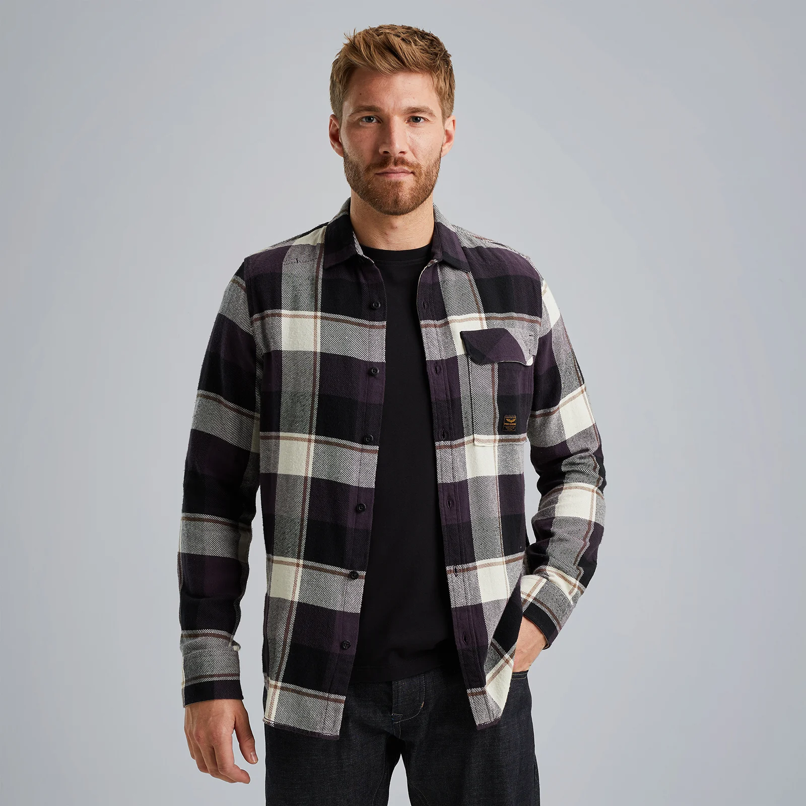 Shirt with check pattern Purple