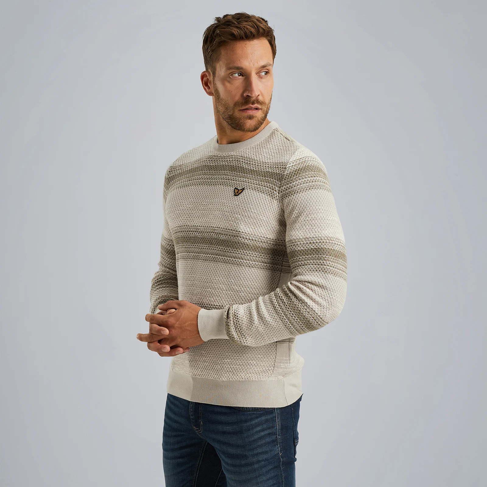 Pullover with stripe pattern Beige