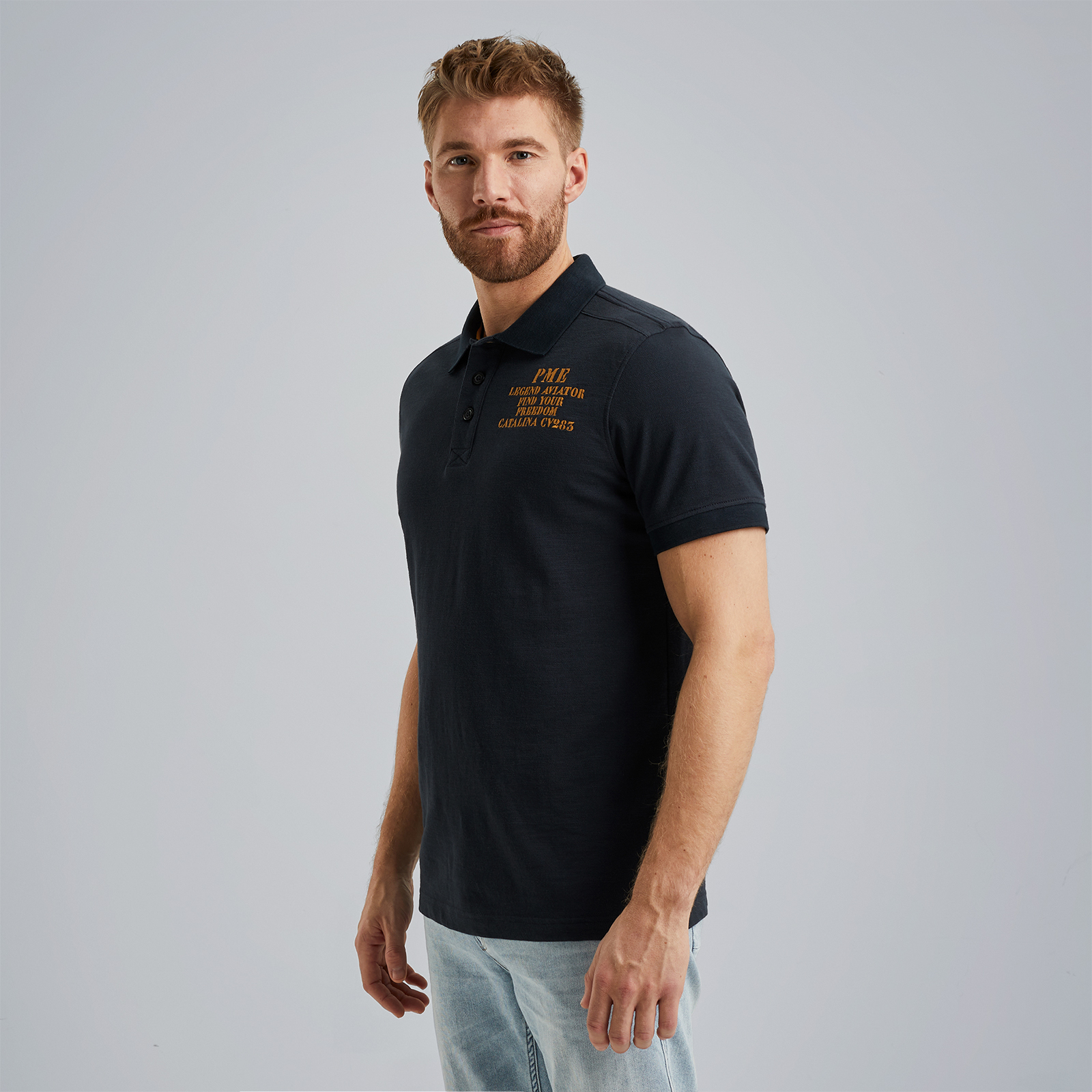 Polo in slub piqué Blue