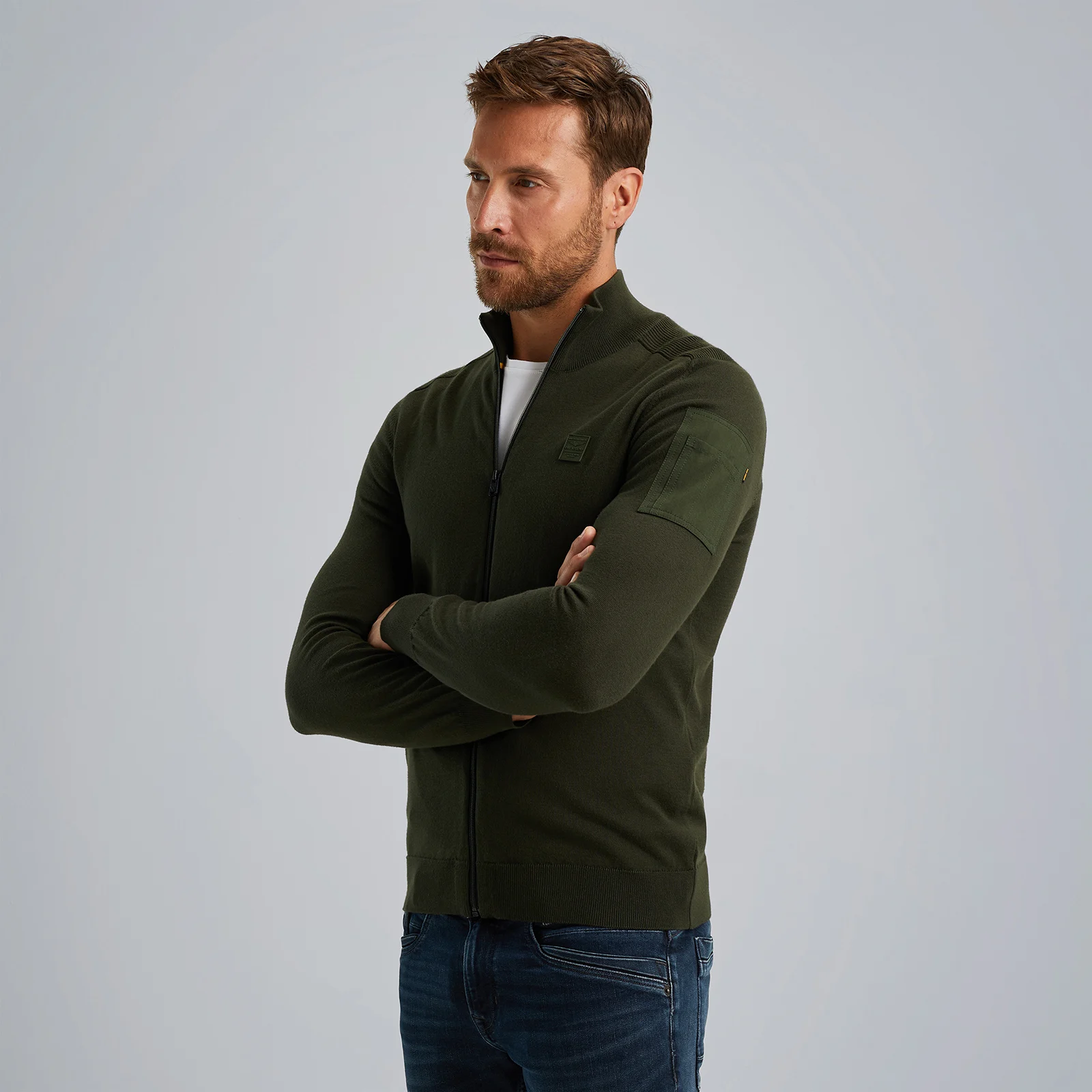 Cardigan with zipper Green