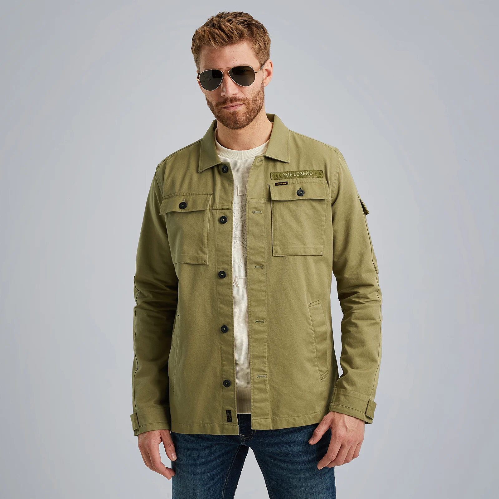 Shirt jacket with flight pocket Green