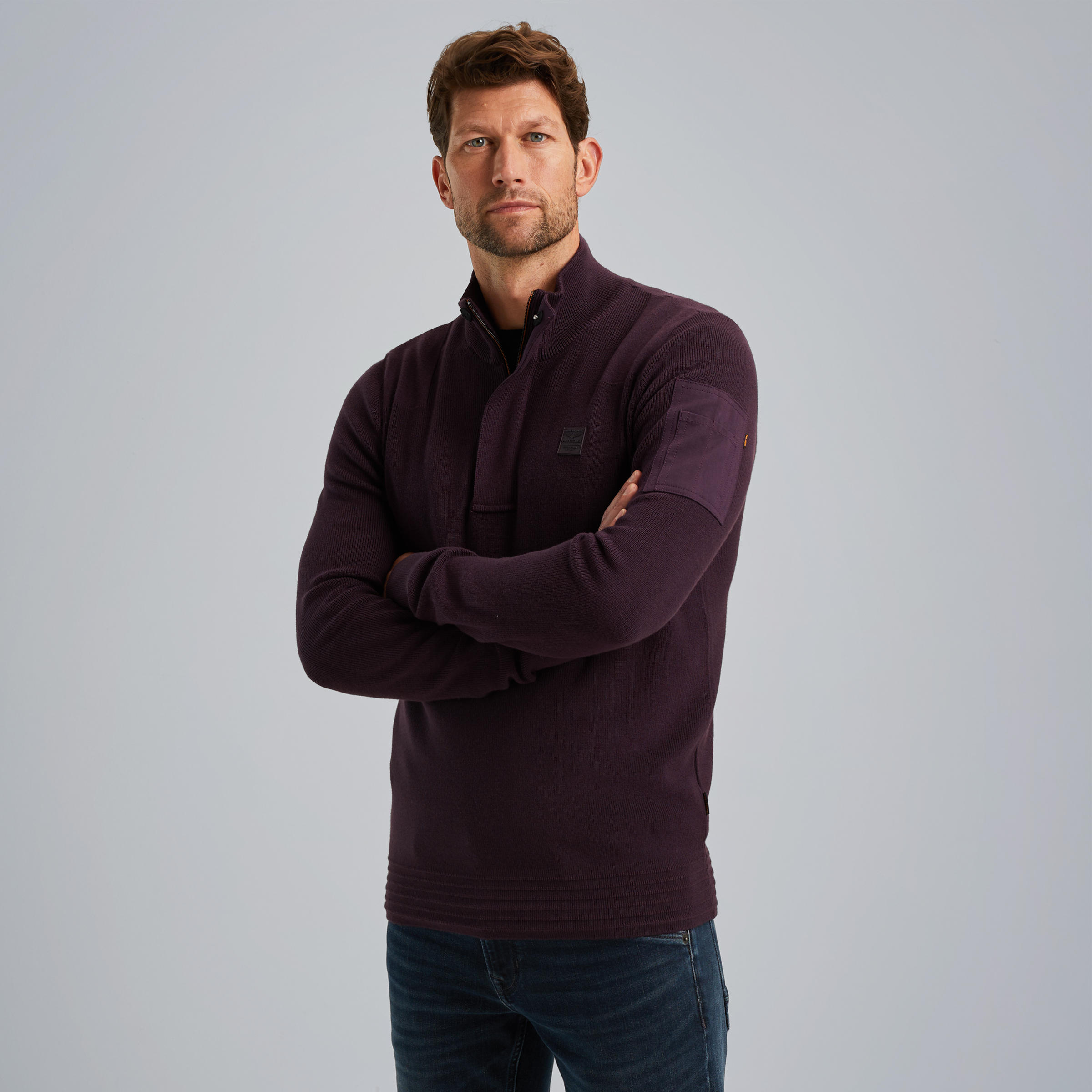 Pullover with half zipper Purple