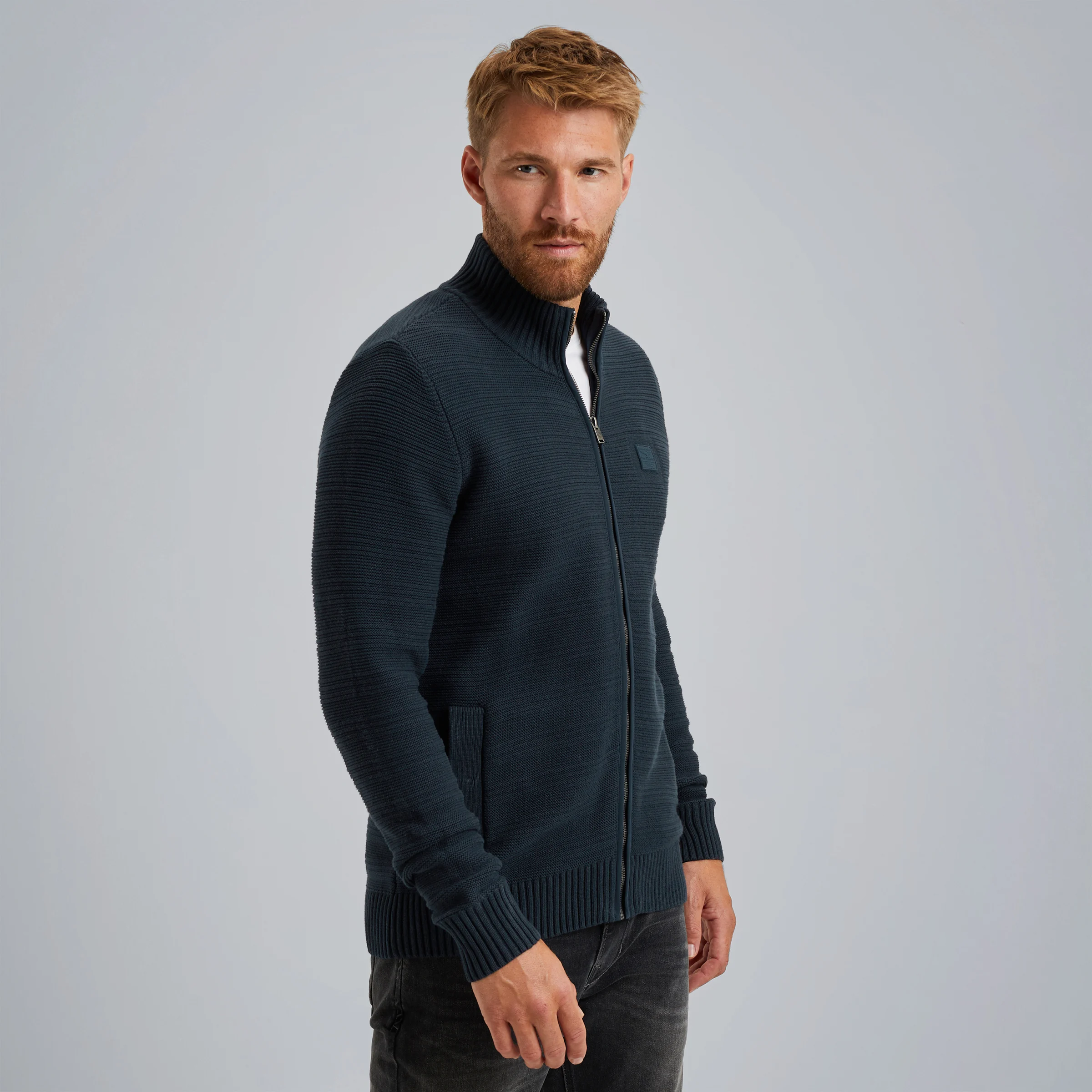 Cardigan with zipper closure Blue