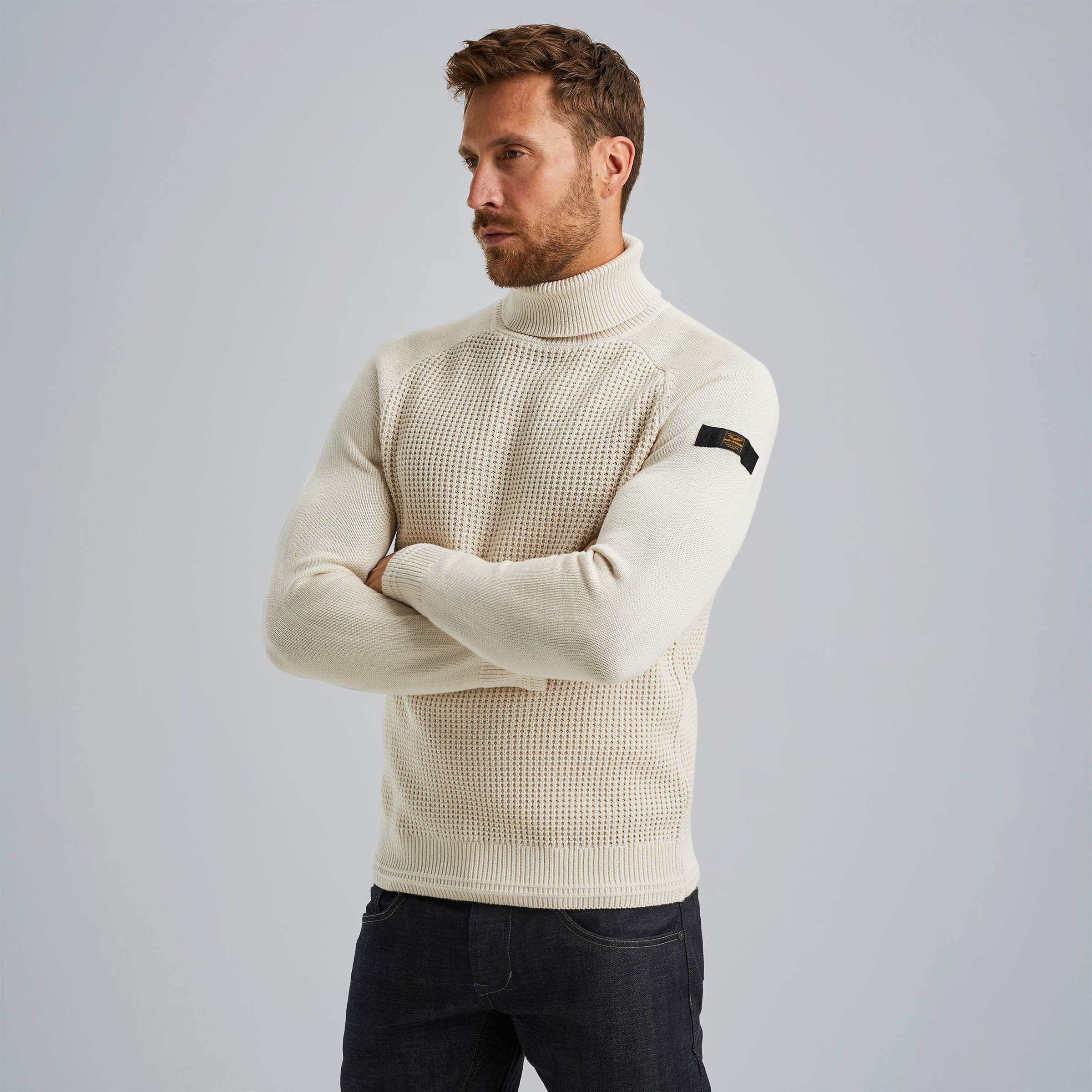 Turtleneck pullover with texture Beige