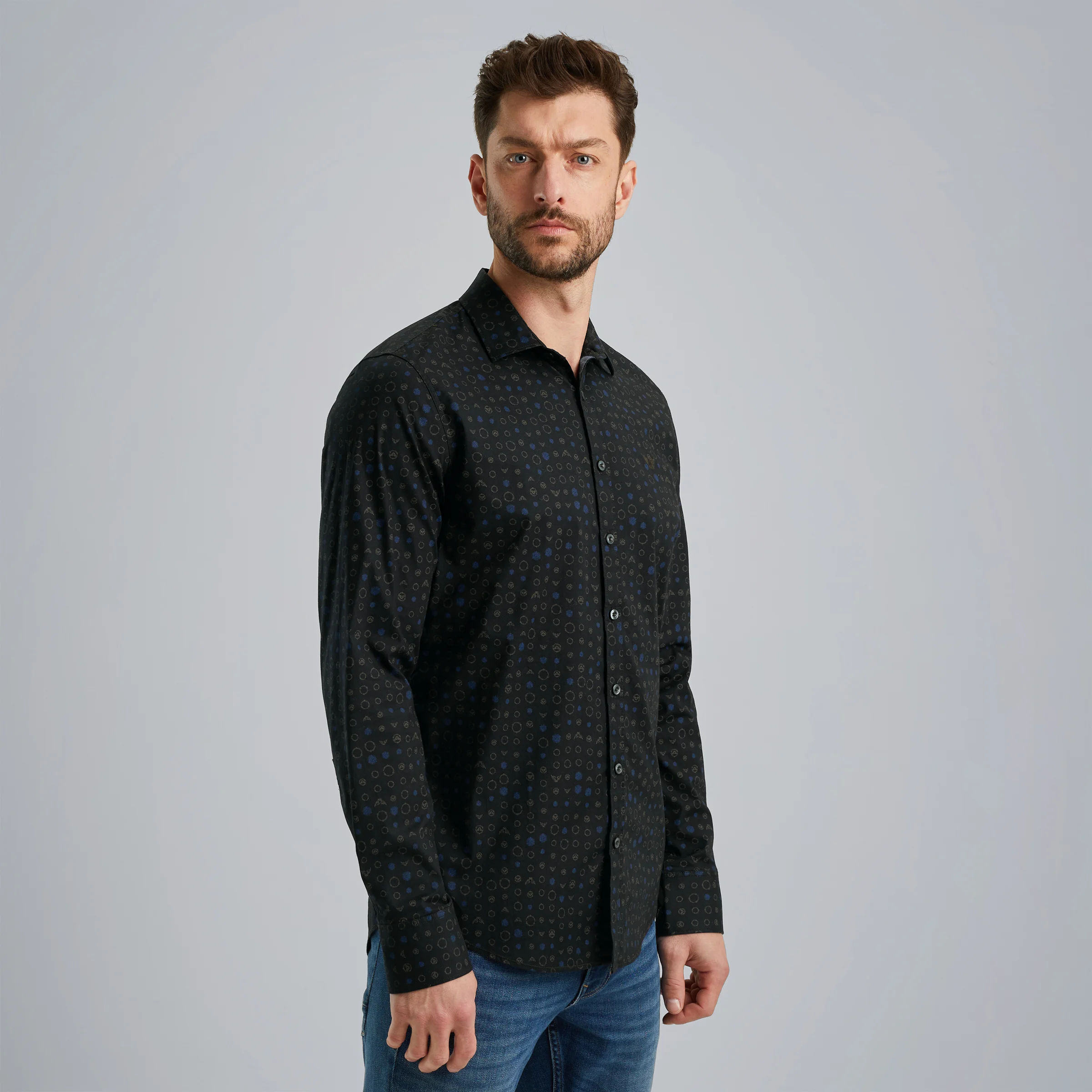 Shirt in poplin cotton Grey