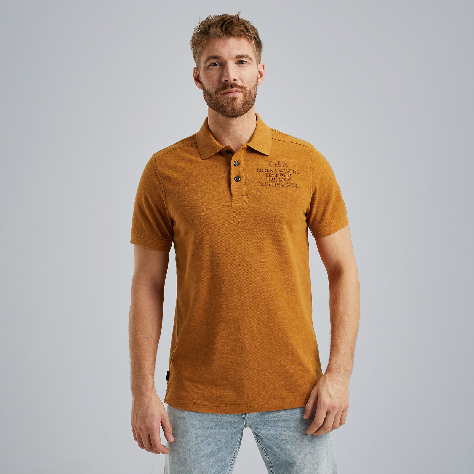 Polo in slub piqué Brown
