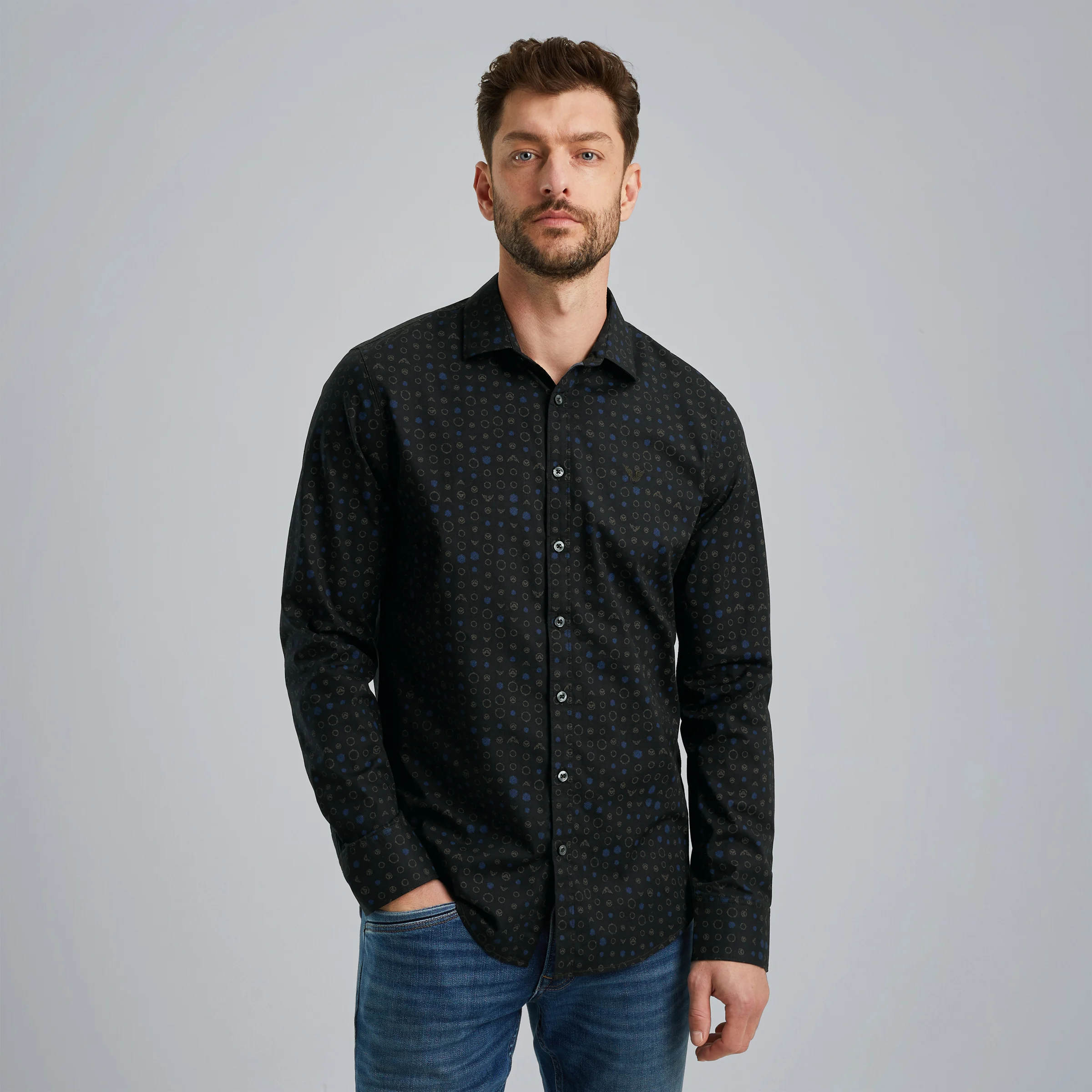 Shirt in poplin cotton Grey