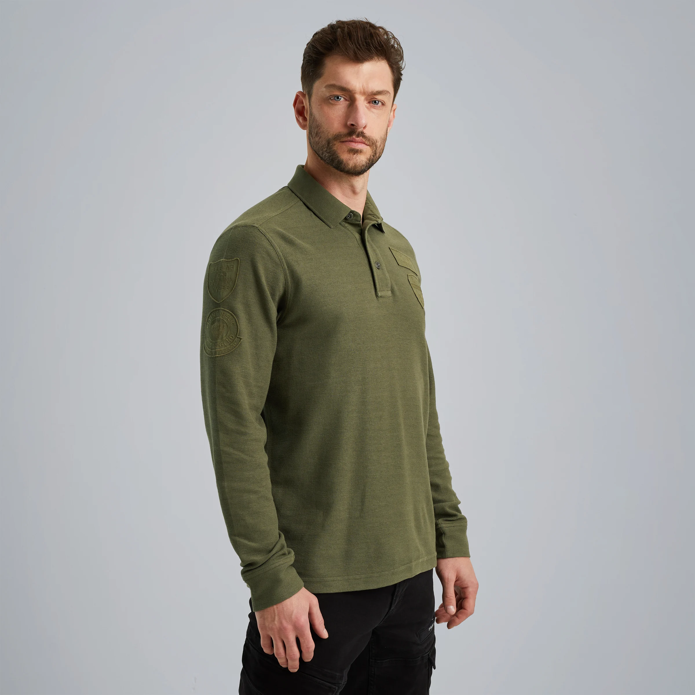 Polo shirt with long sleeves Green