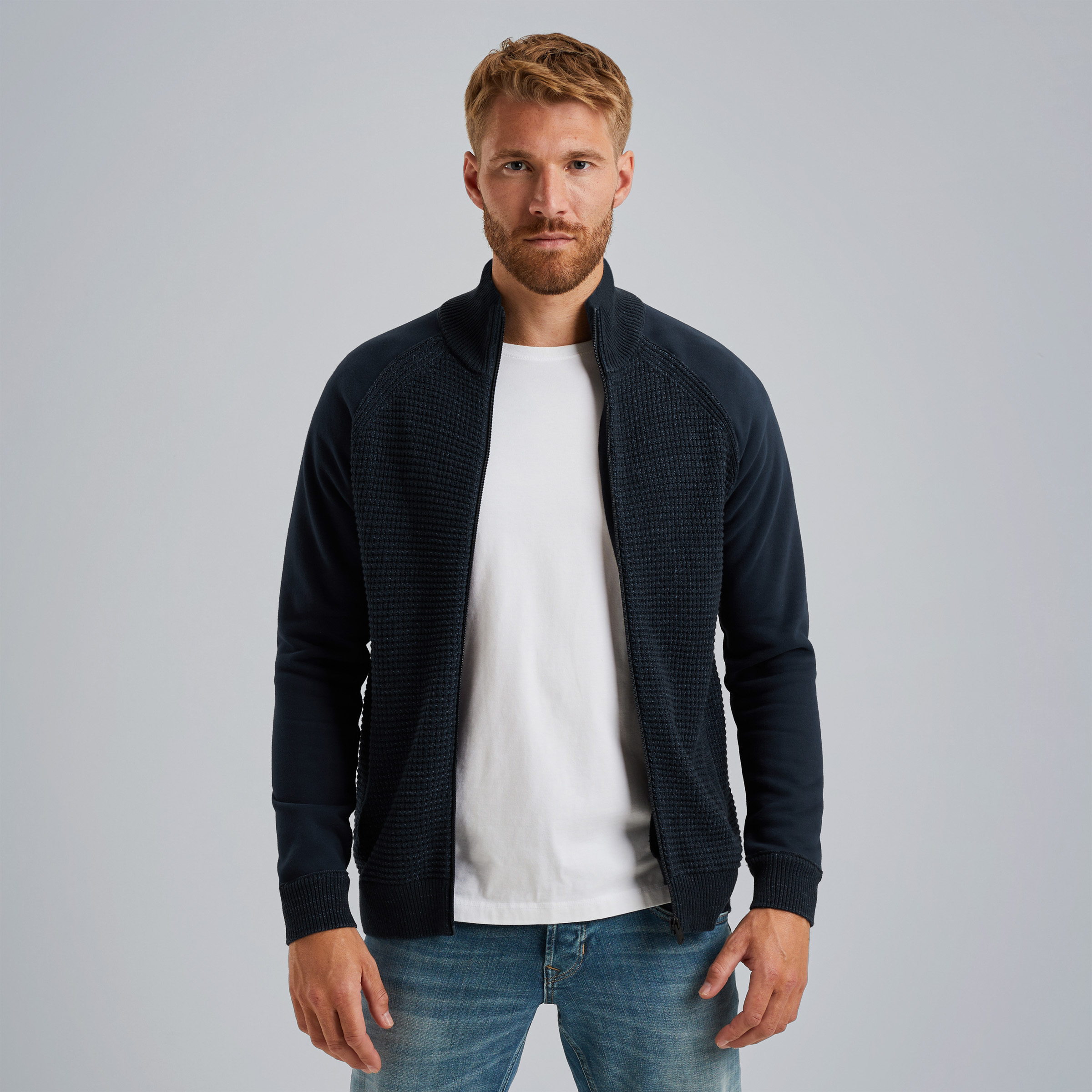 Cardigan with zipper closure Blue