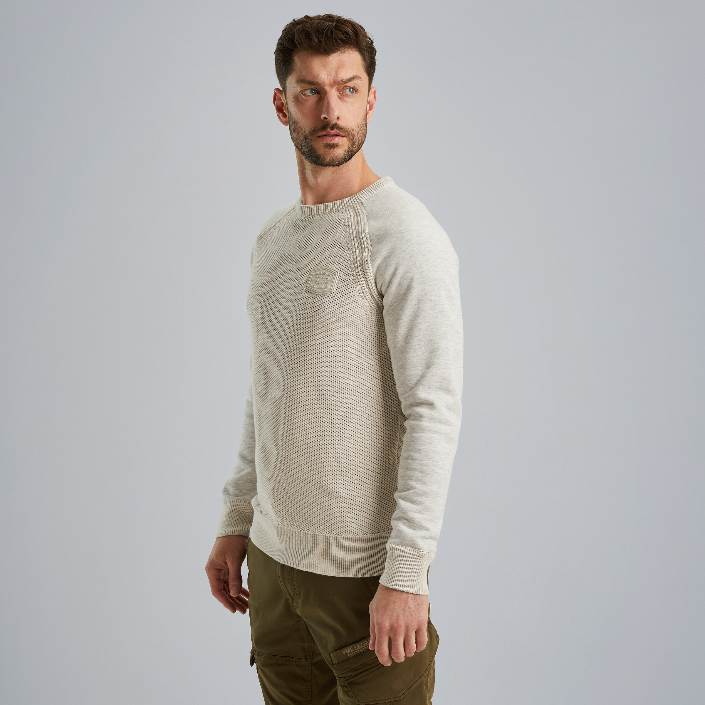 Pullover in a material mix White