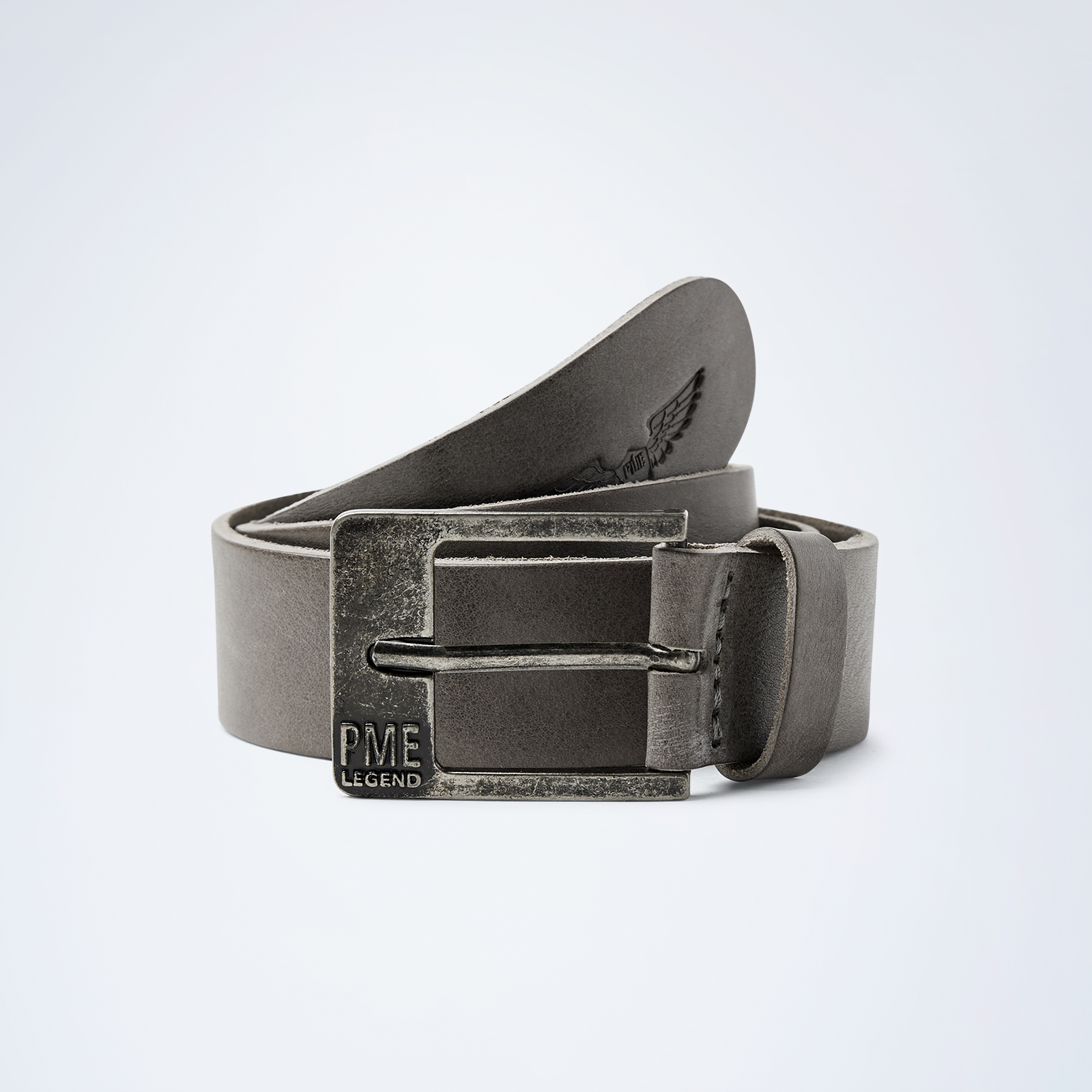 Leather belt Grey