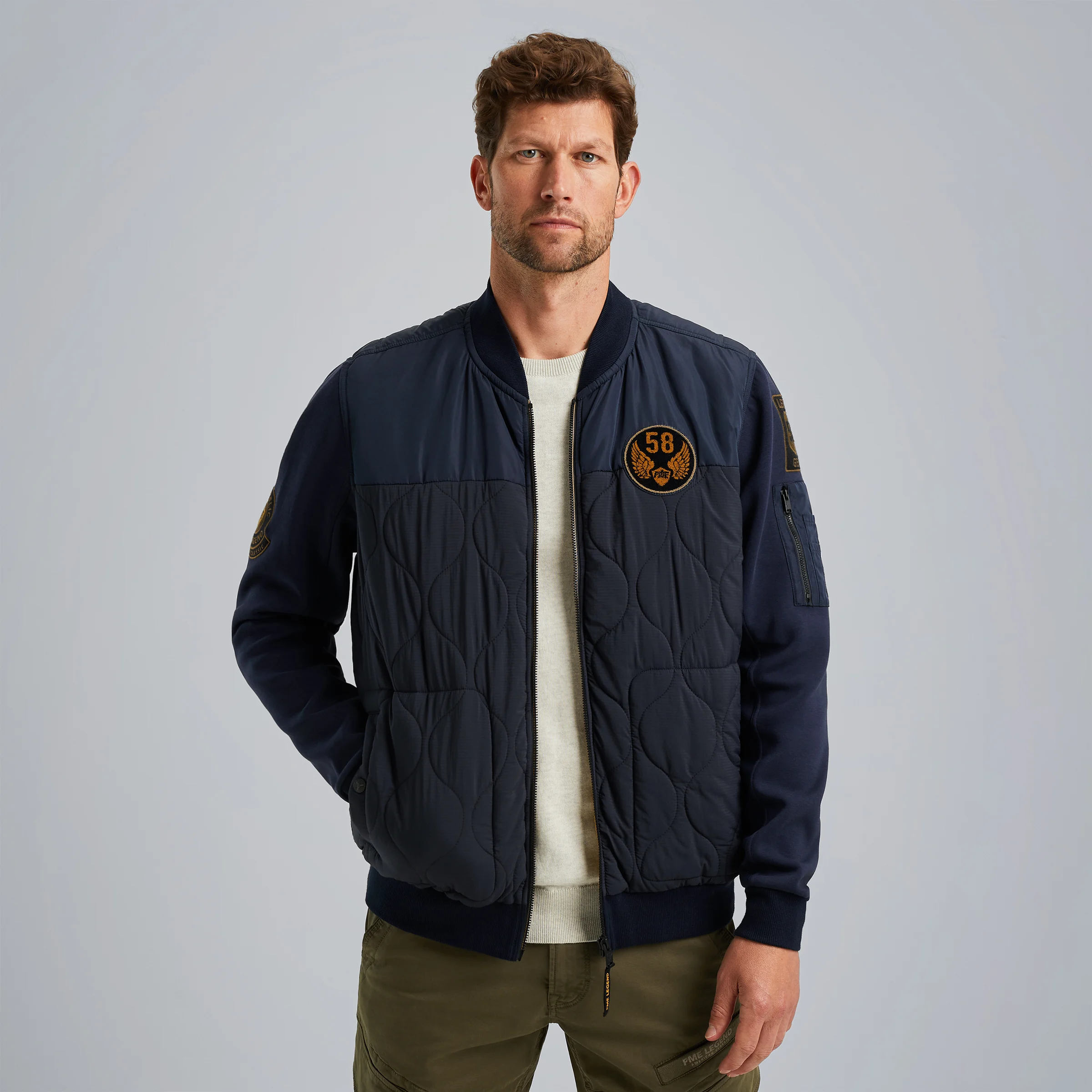 Hybrid jacket in a material mix Blue