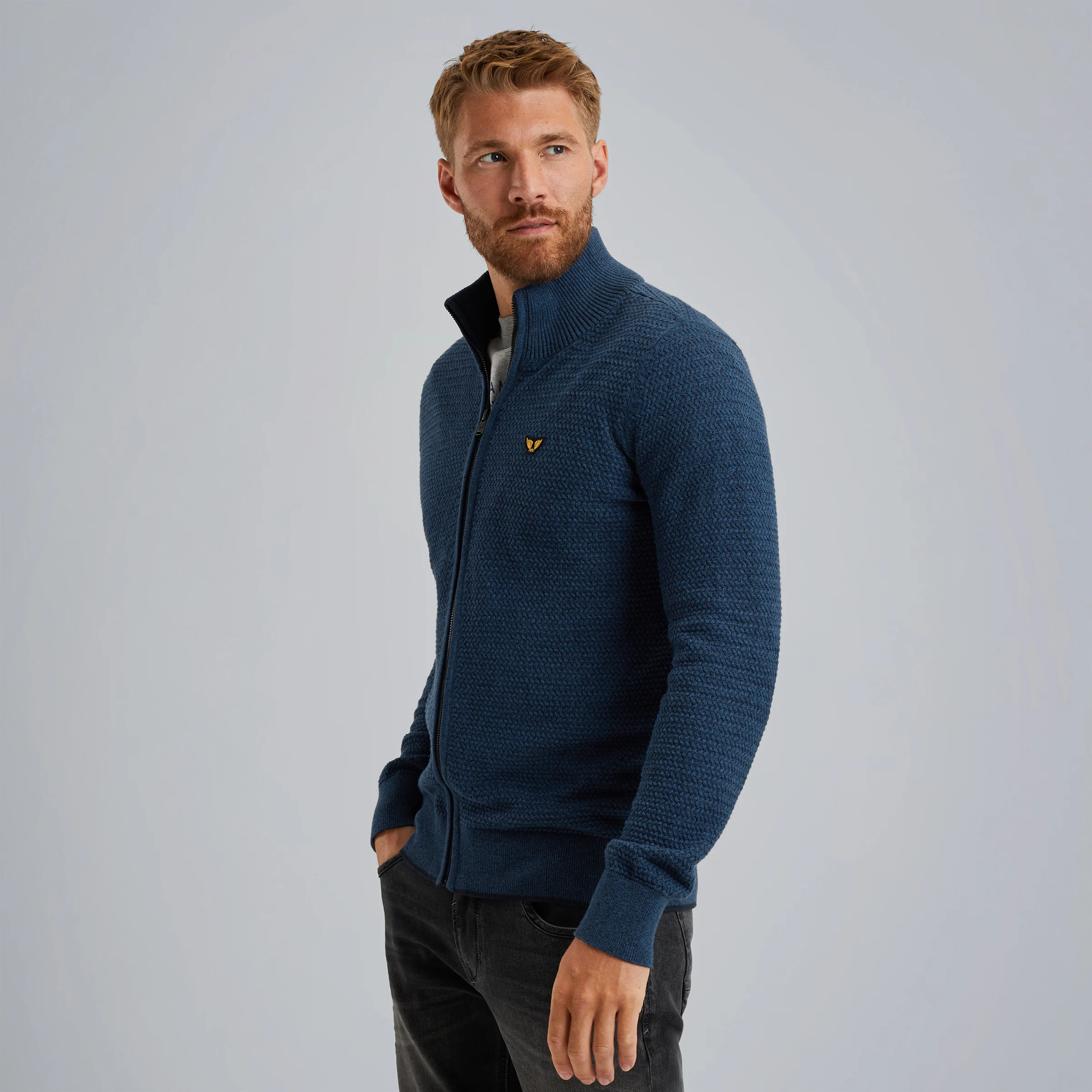 Cardigan with zipper closure Blue