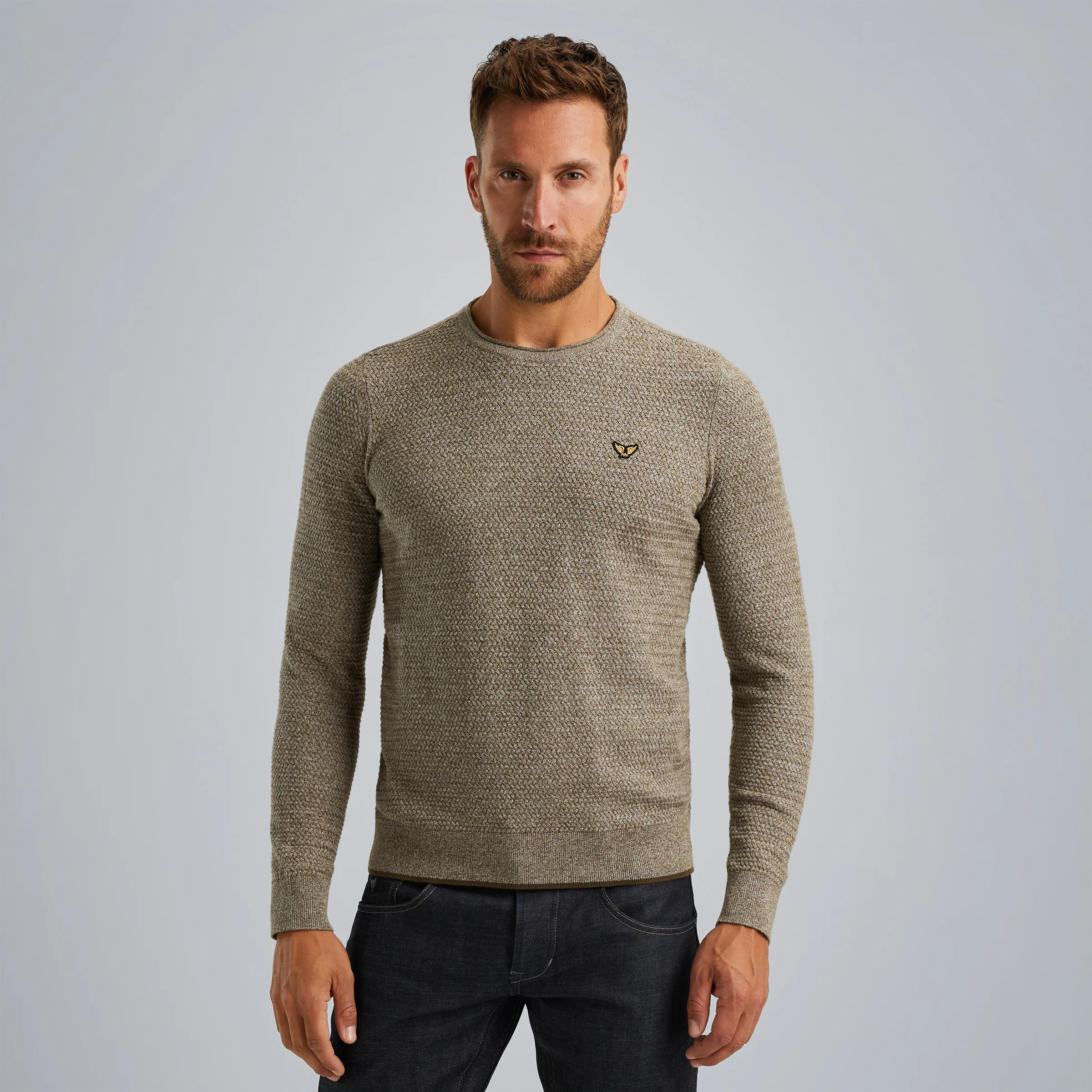 Pullover in mouliné cotton Green