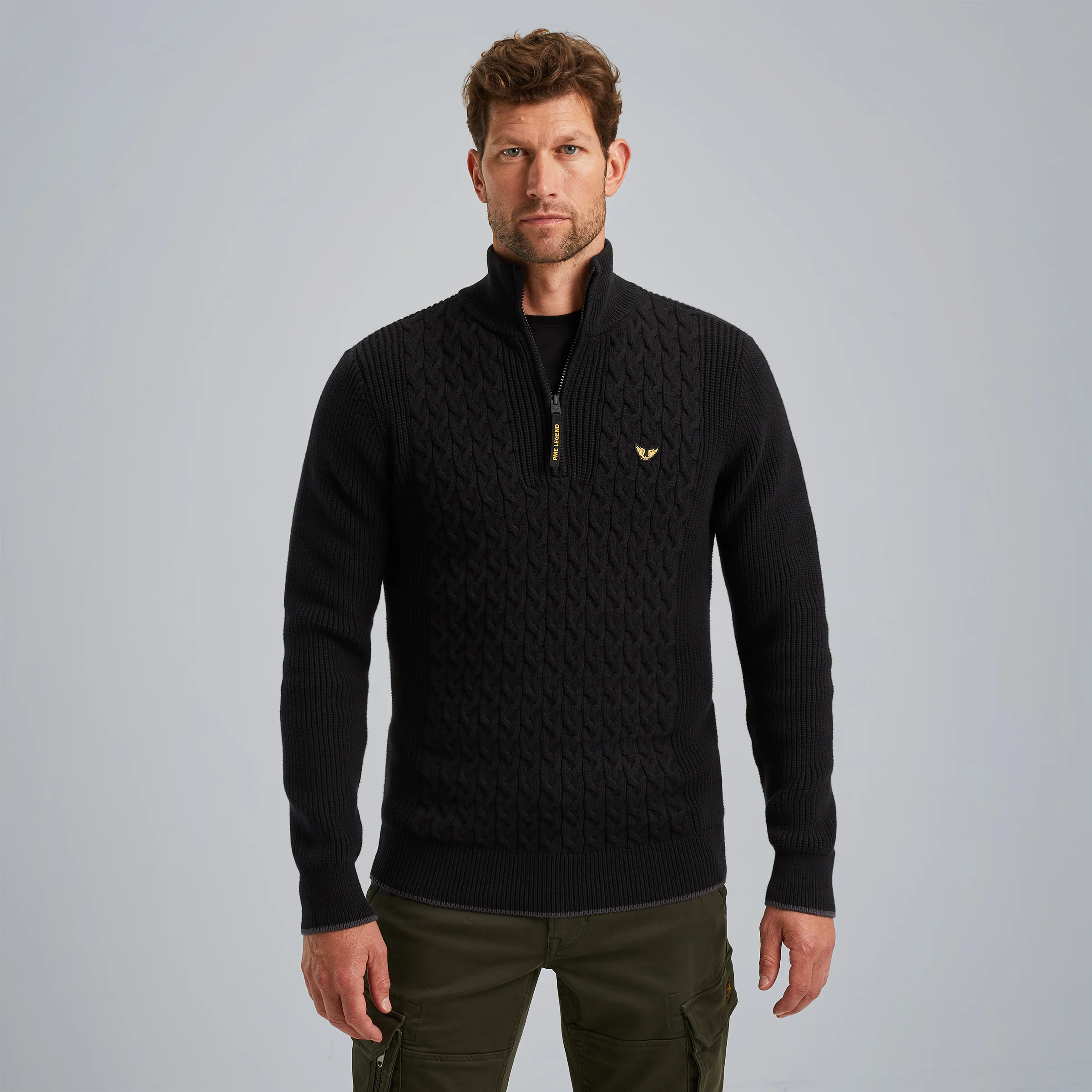 Pullover with cable pattern Black