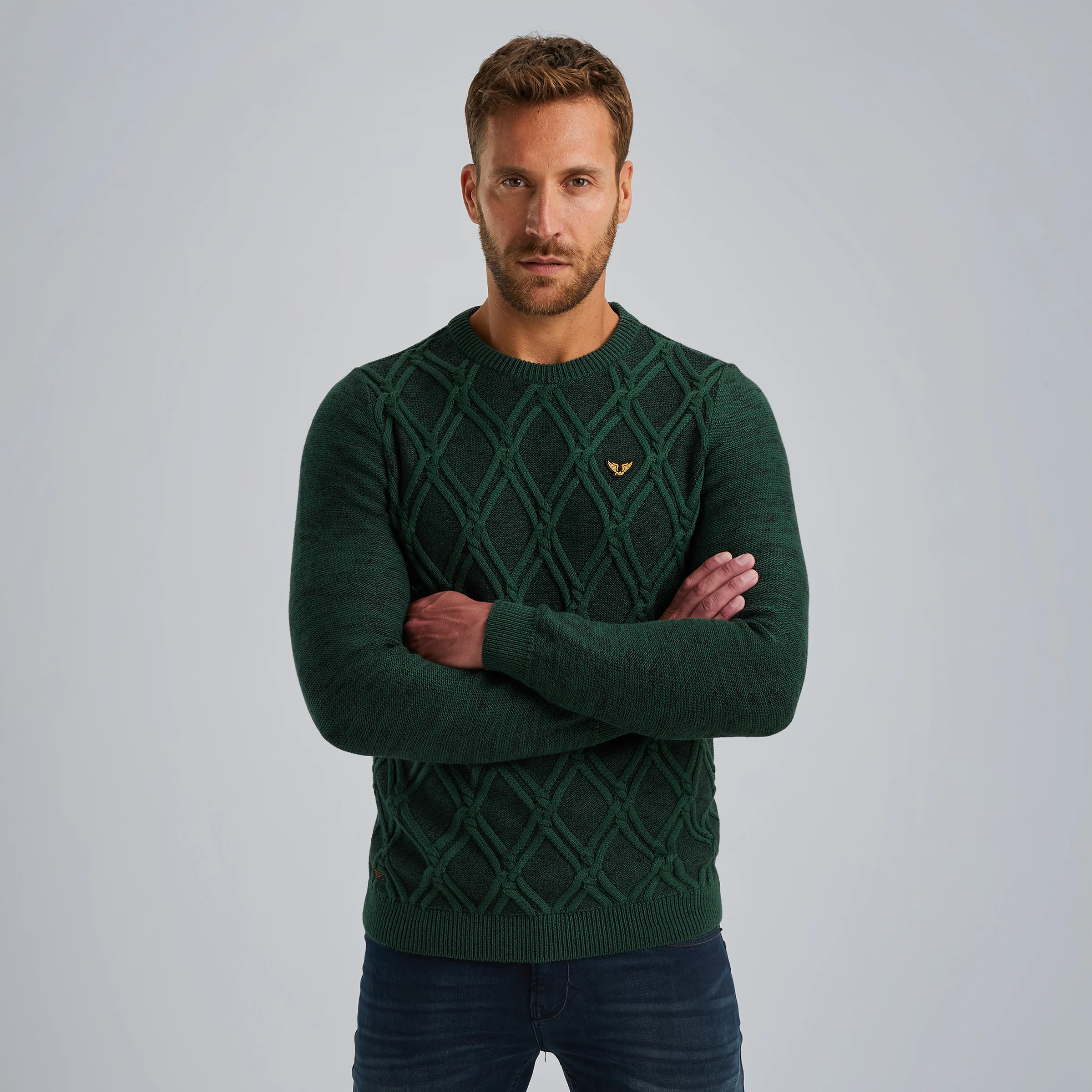 Pullover with cable pattern Green