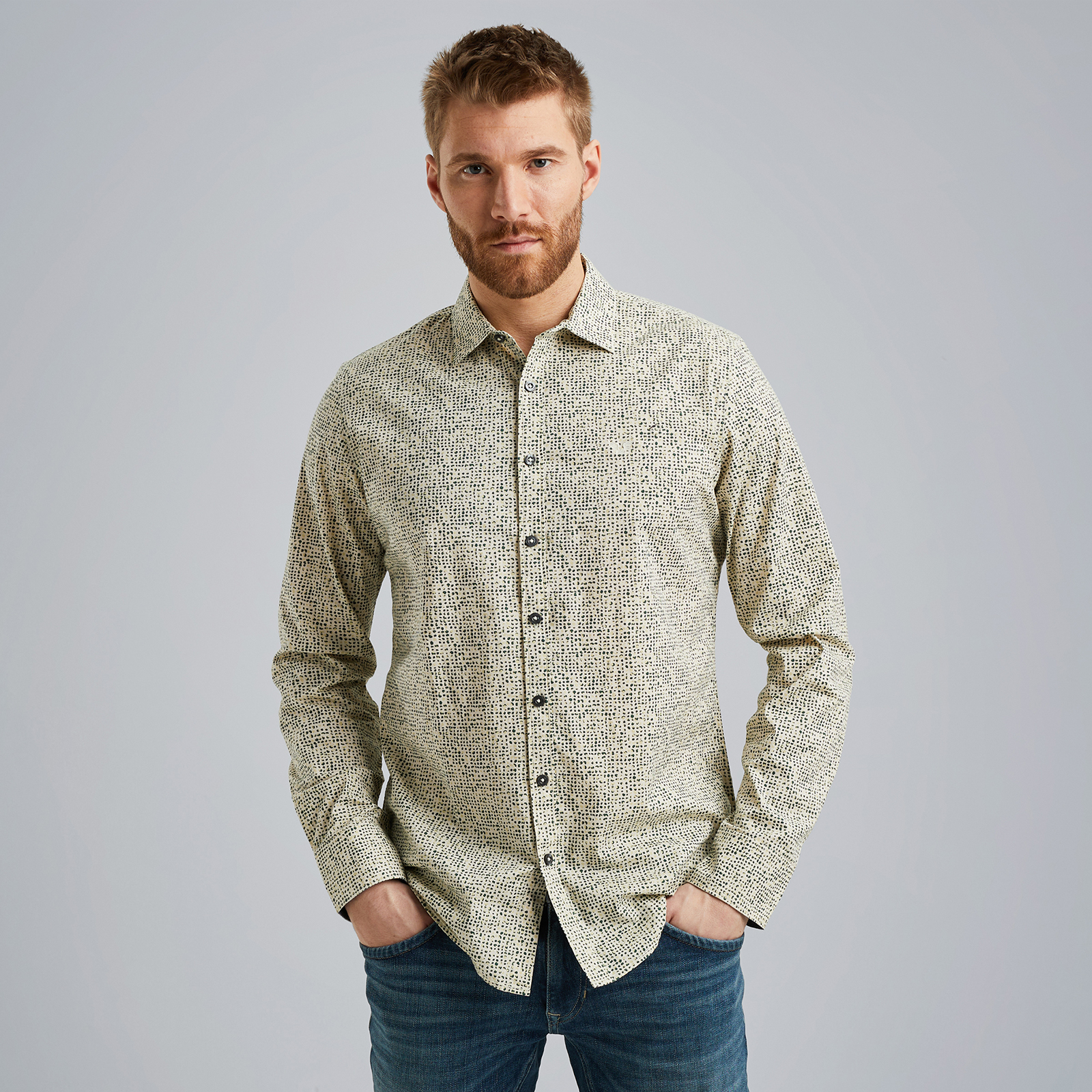 Shirt in poplin cotton Beige