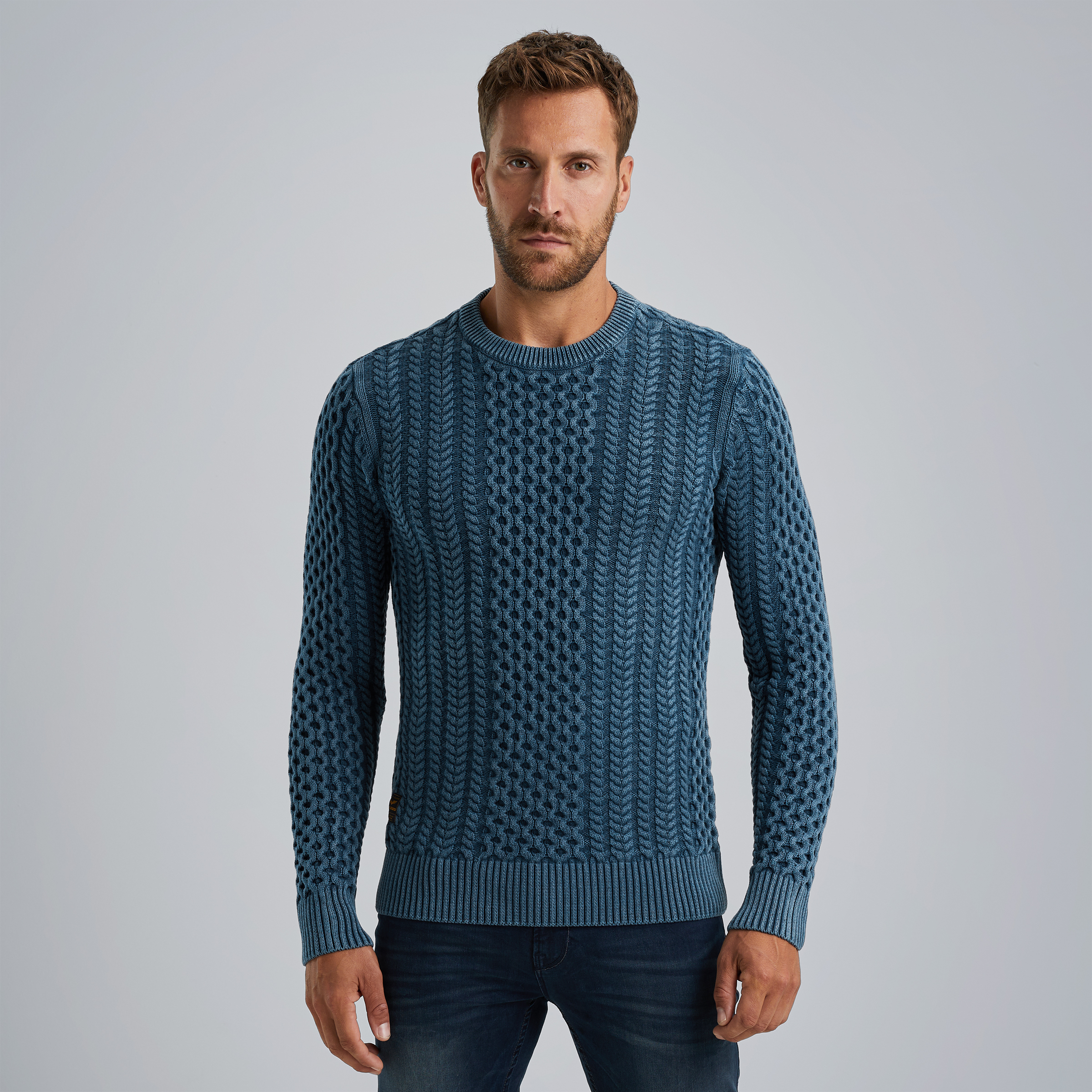 Pullover with cable pattern Blue