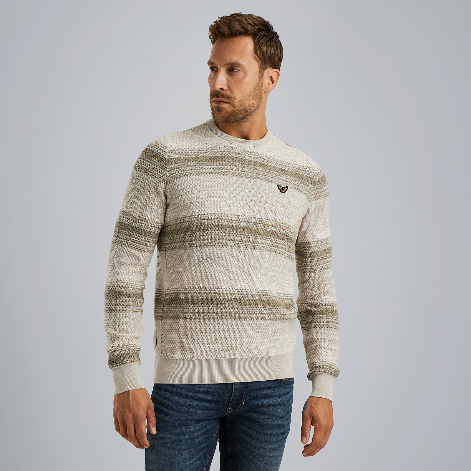 Pullover with stripe pattern Beige