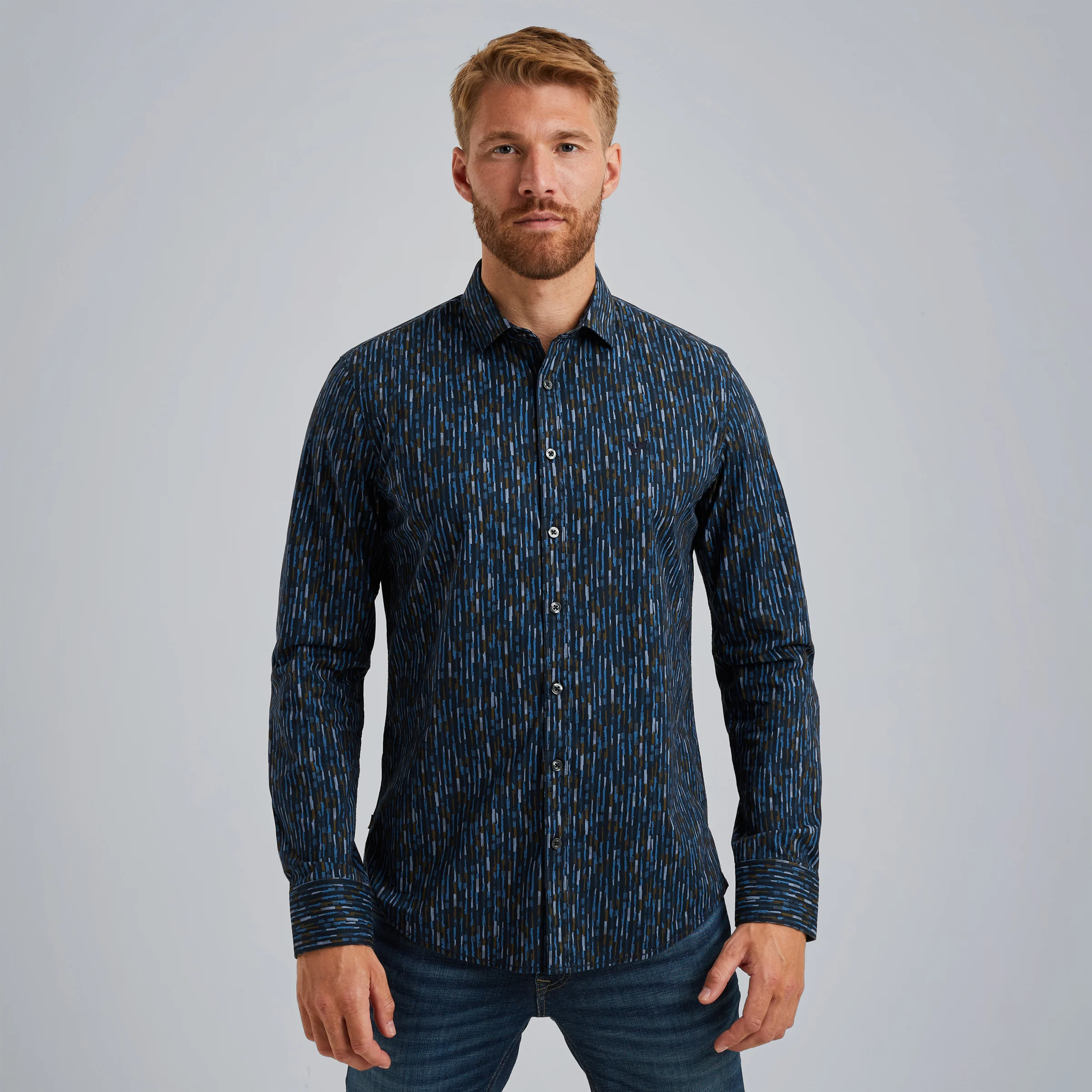 Shirt with allover pint Blue