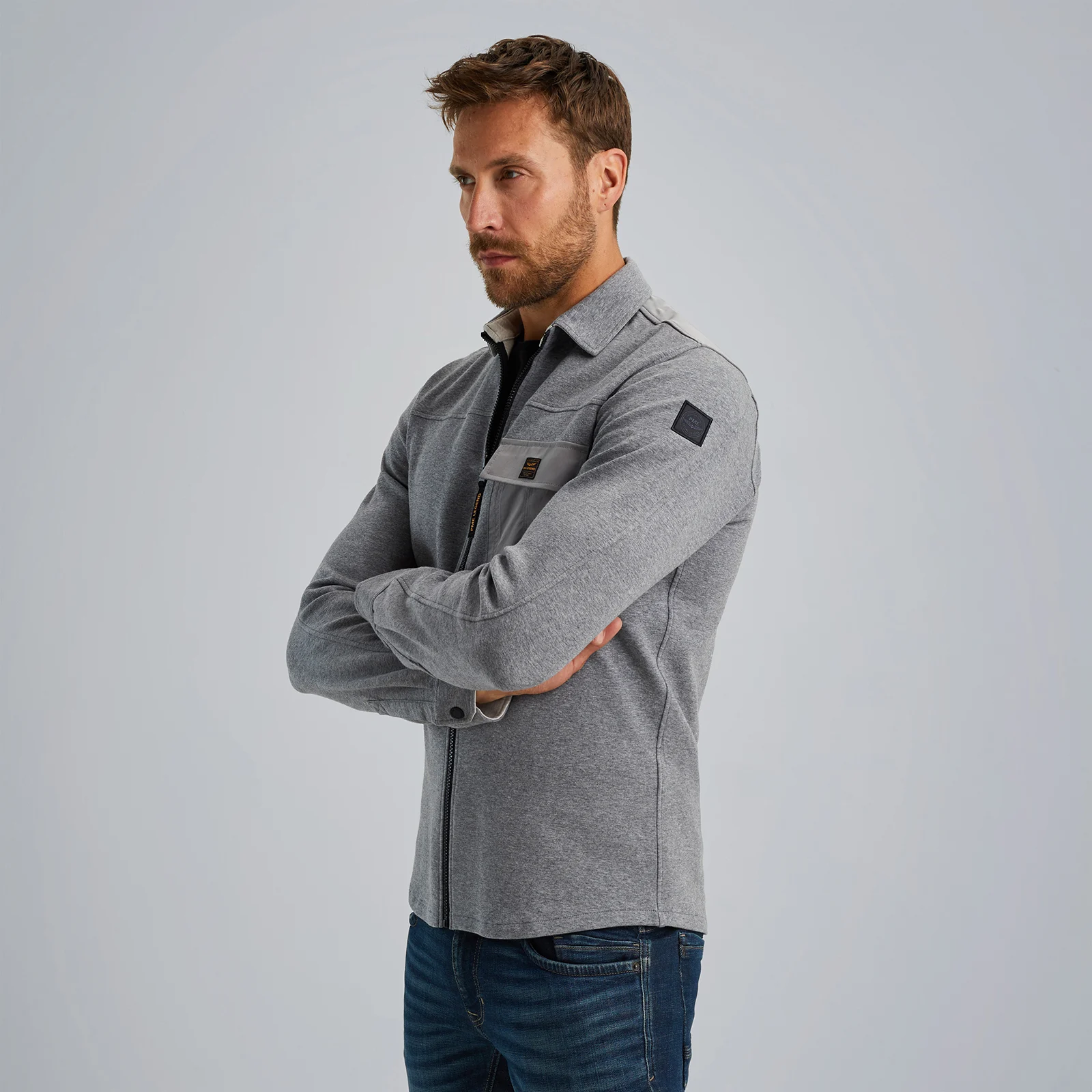 Shirt jacket with zipper Grey