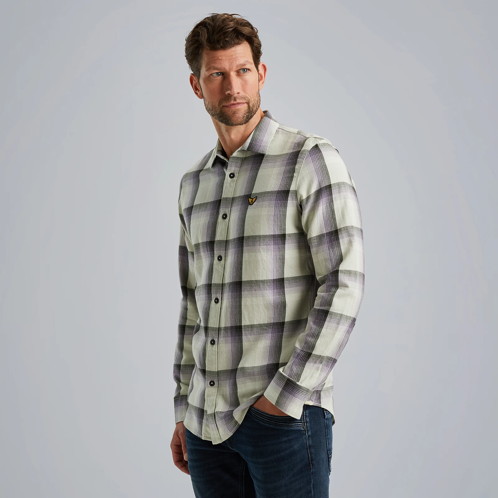 Shirt with check pattern Grey