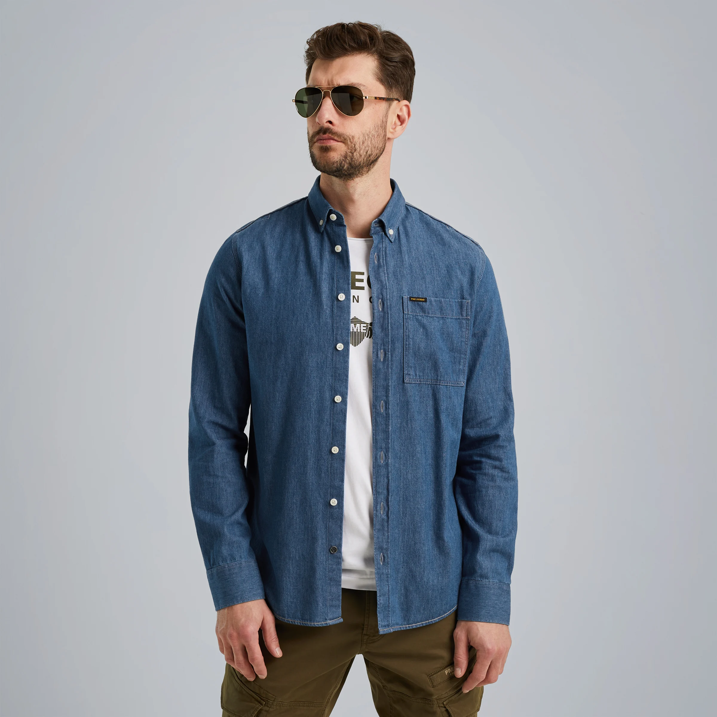 Shirt with indigo wash Blue
