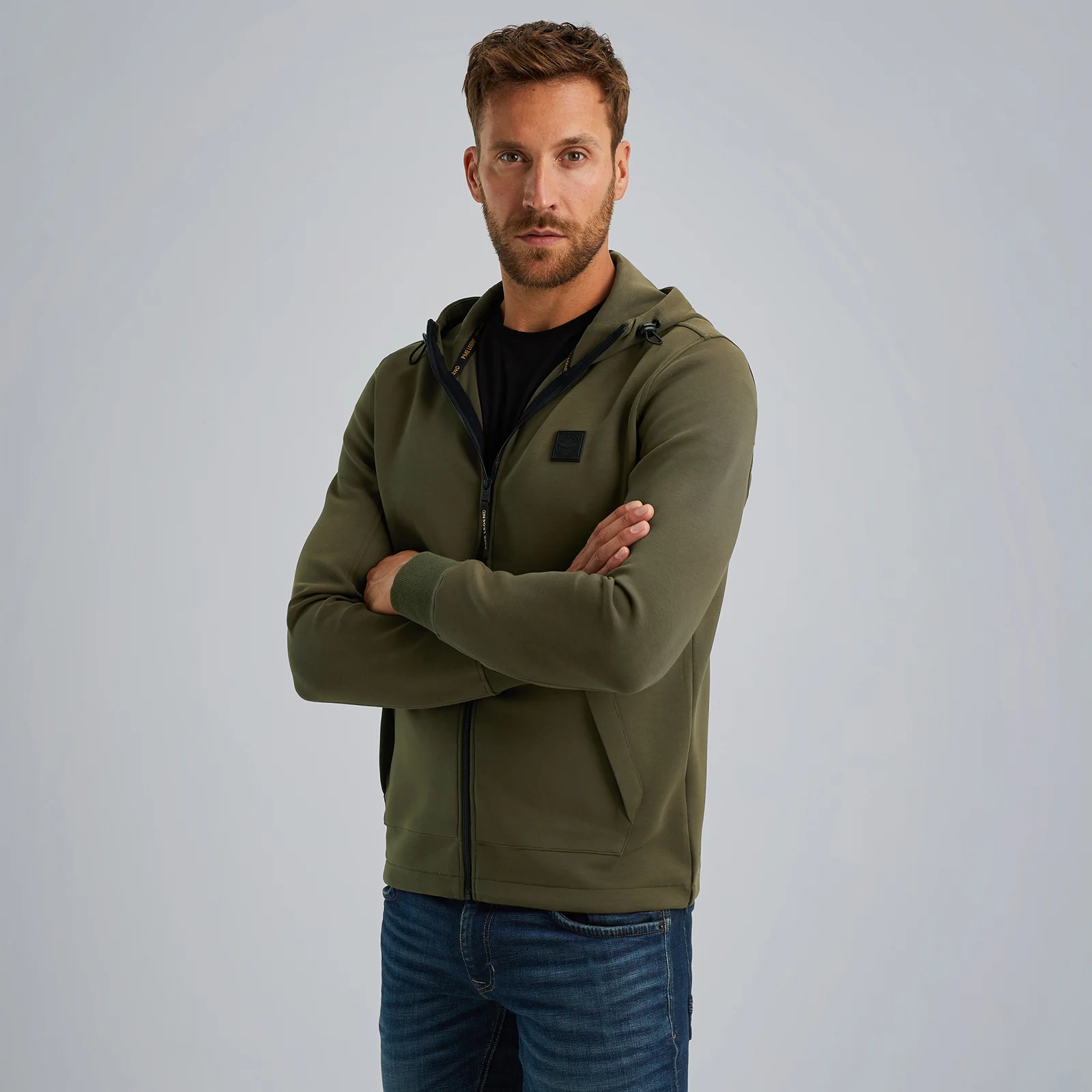 Sweat jacket with zipper Green