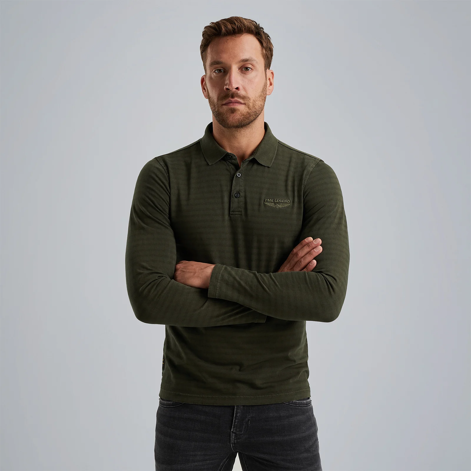 Polo shirt with long sleeves Green