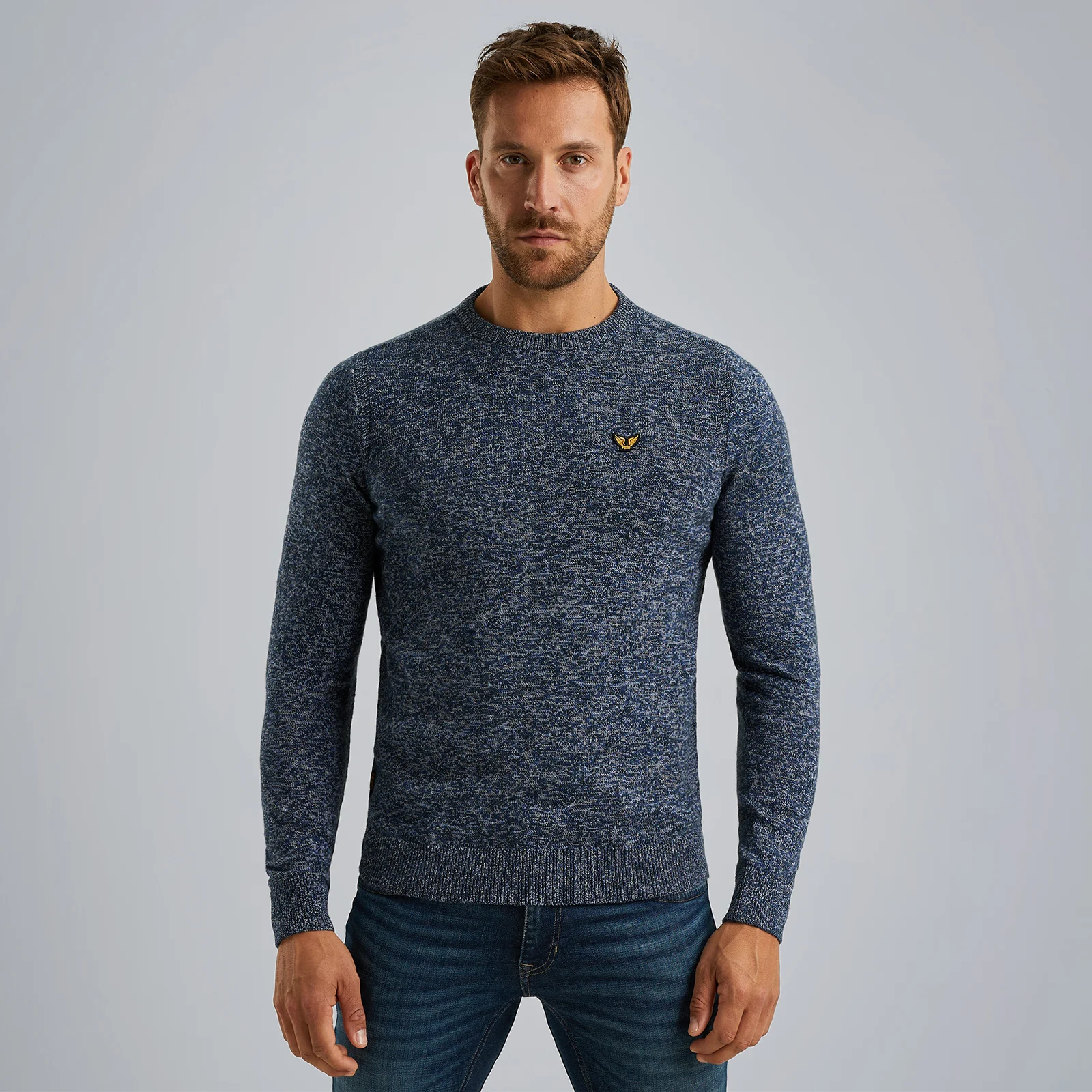 Pullover made of mouliné yarn Blue