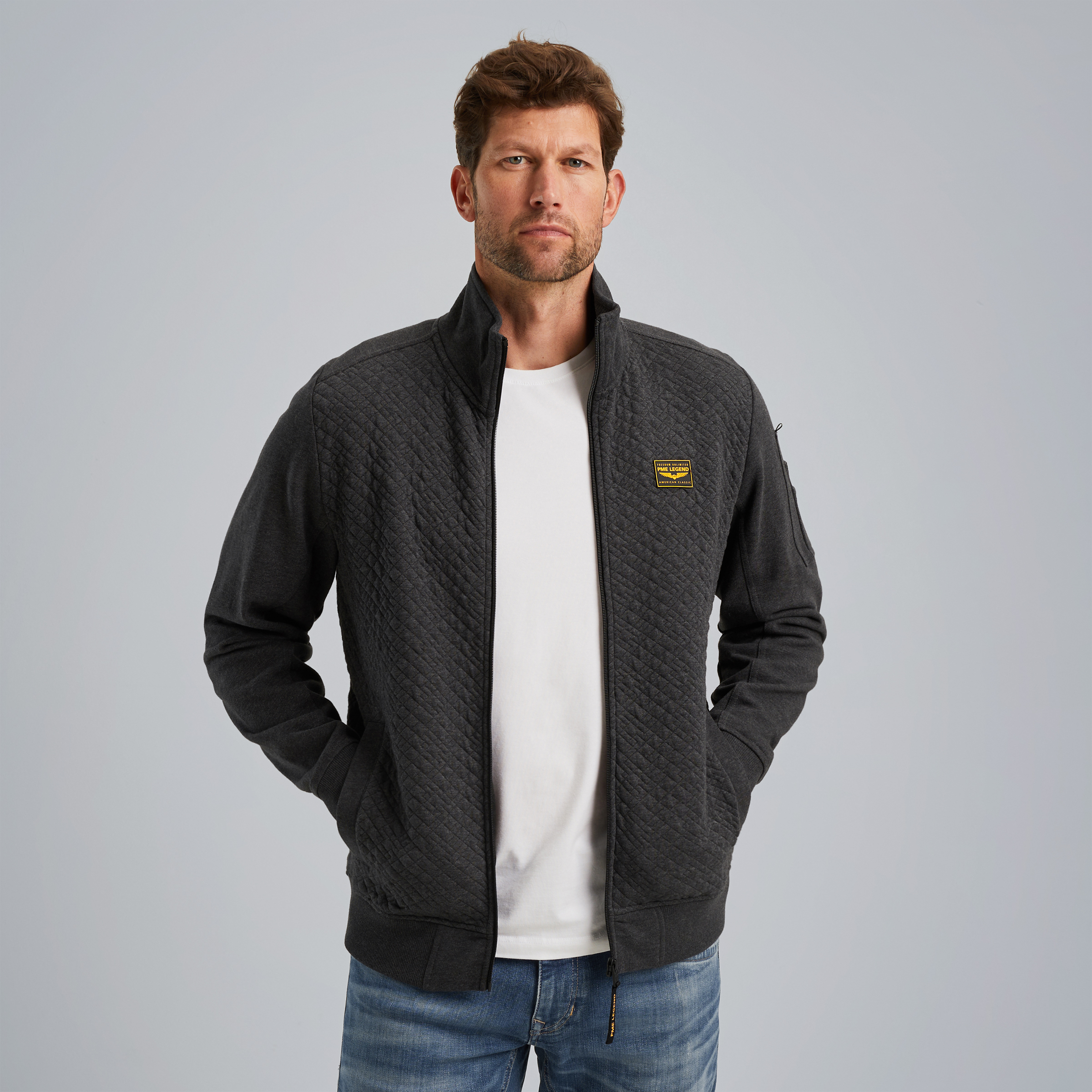 Sweat jacket with zipper closure Grey