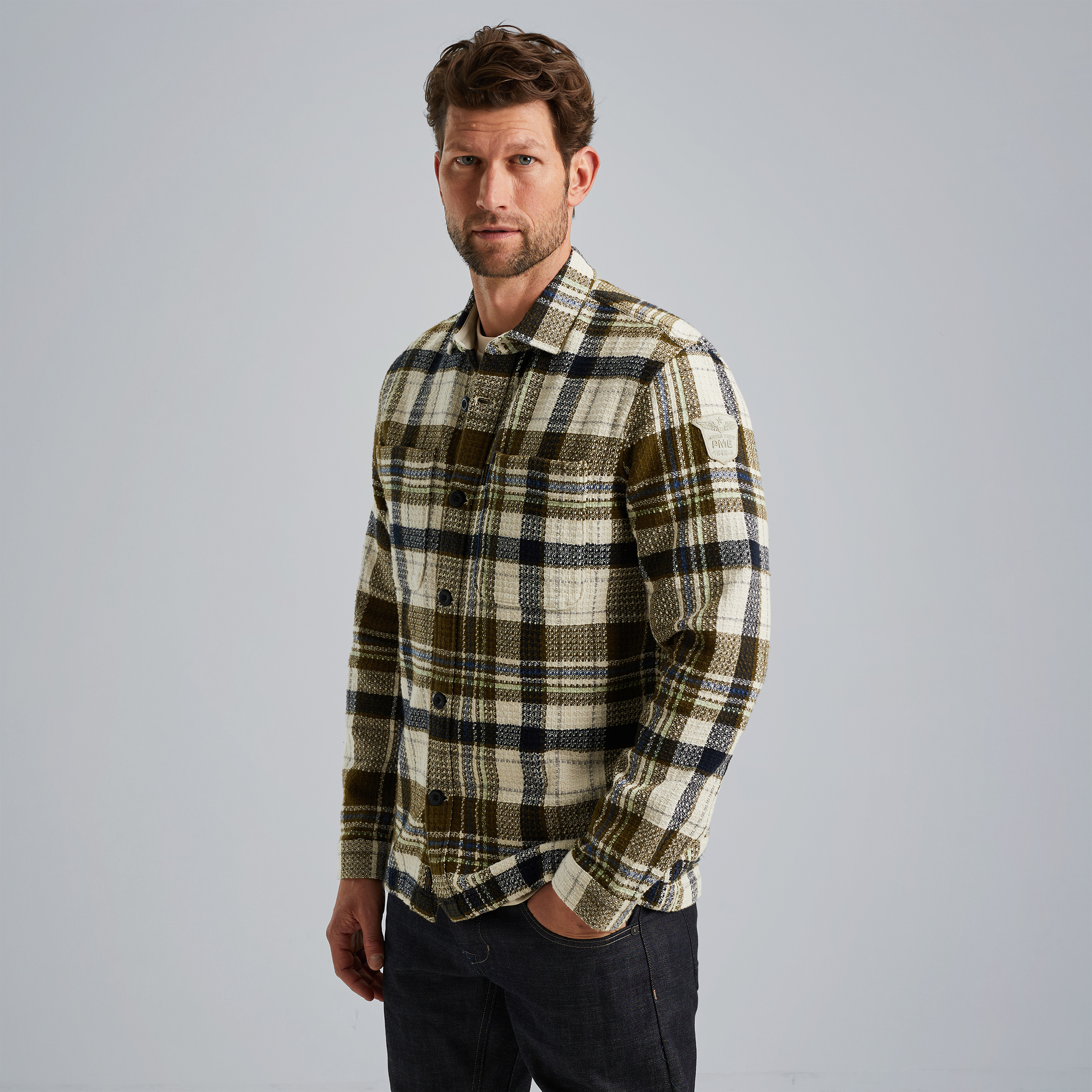 Shirt with check pattern Green