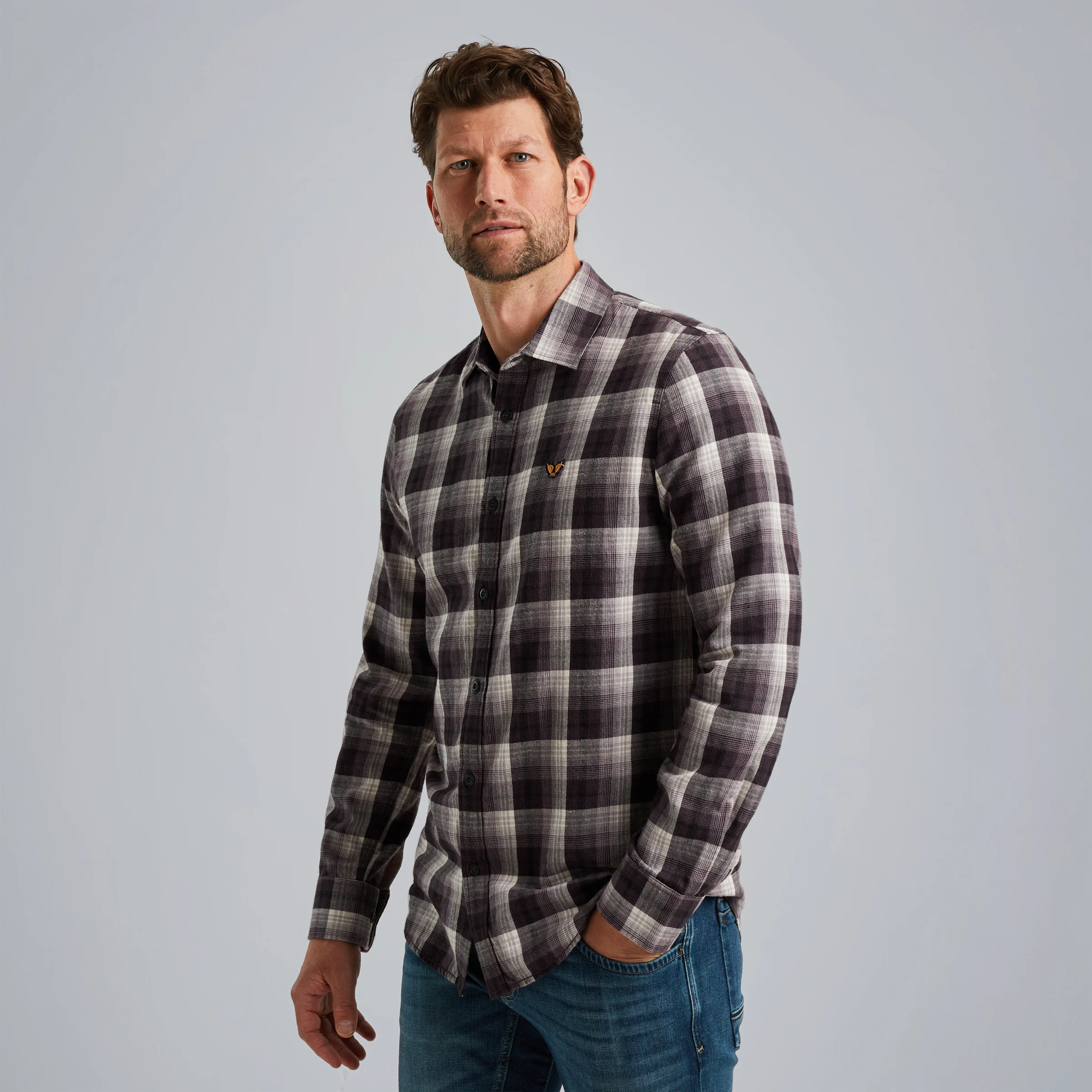 Shirt with check pattern Brown