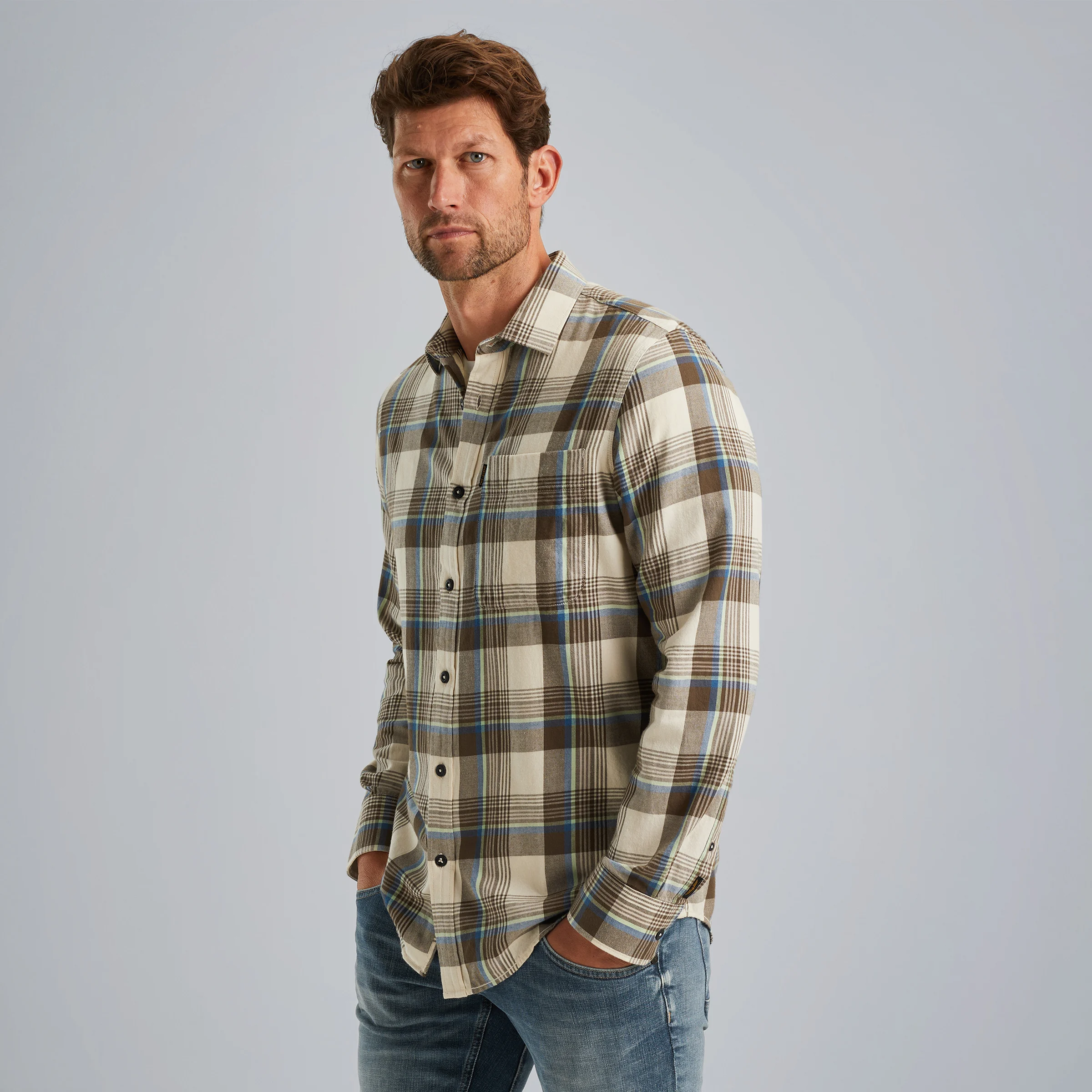 Shirt with check pattern Green